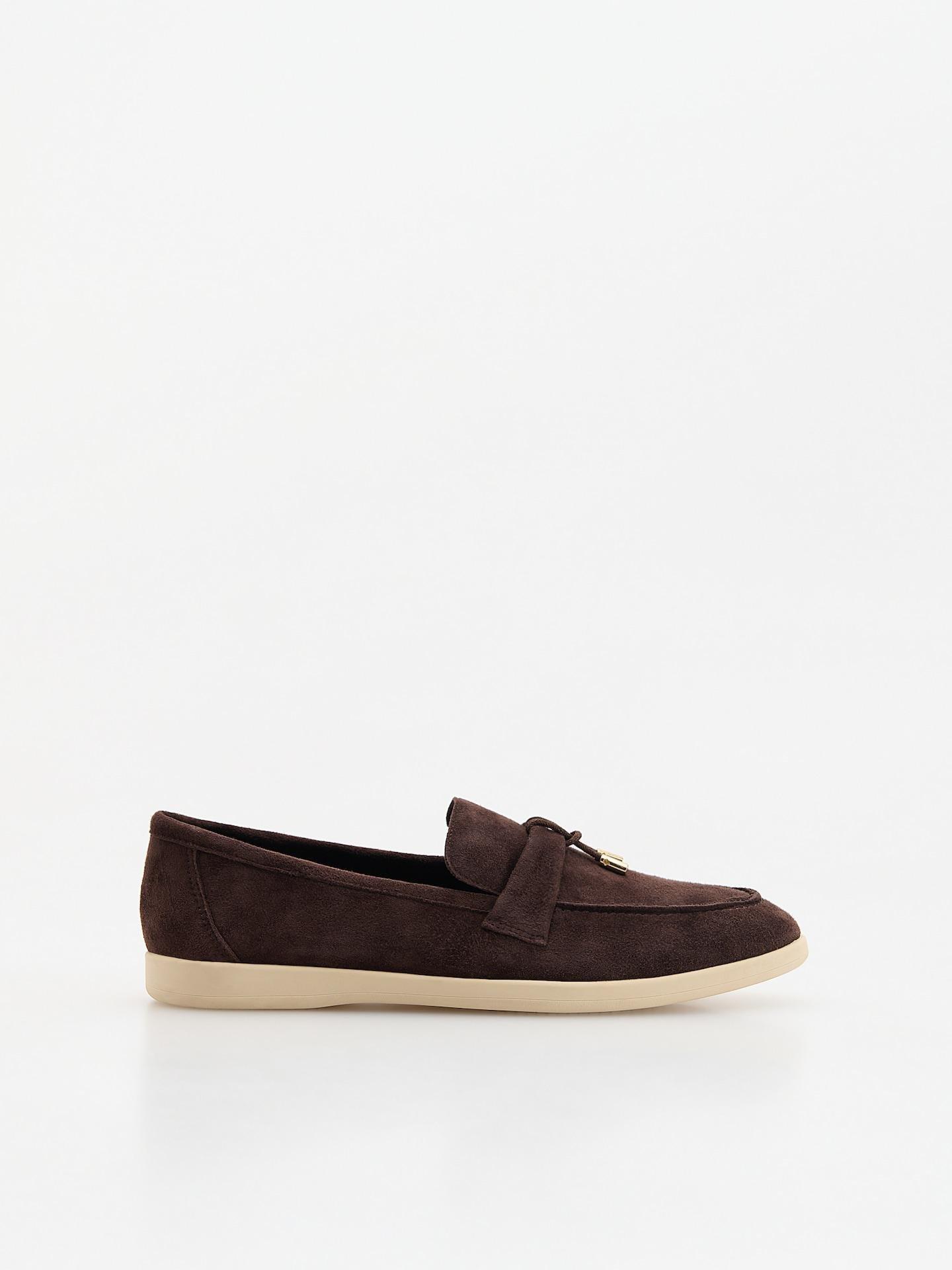 Brown Sheepskin Loafers, Brown, medium