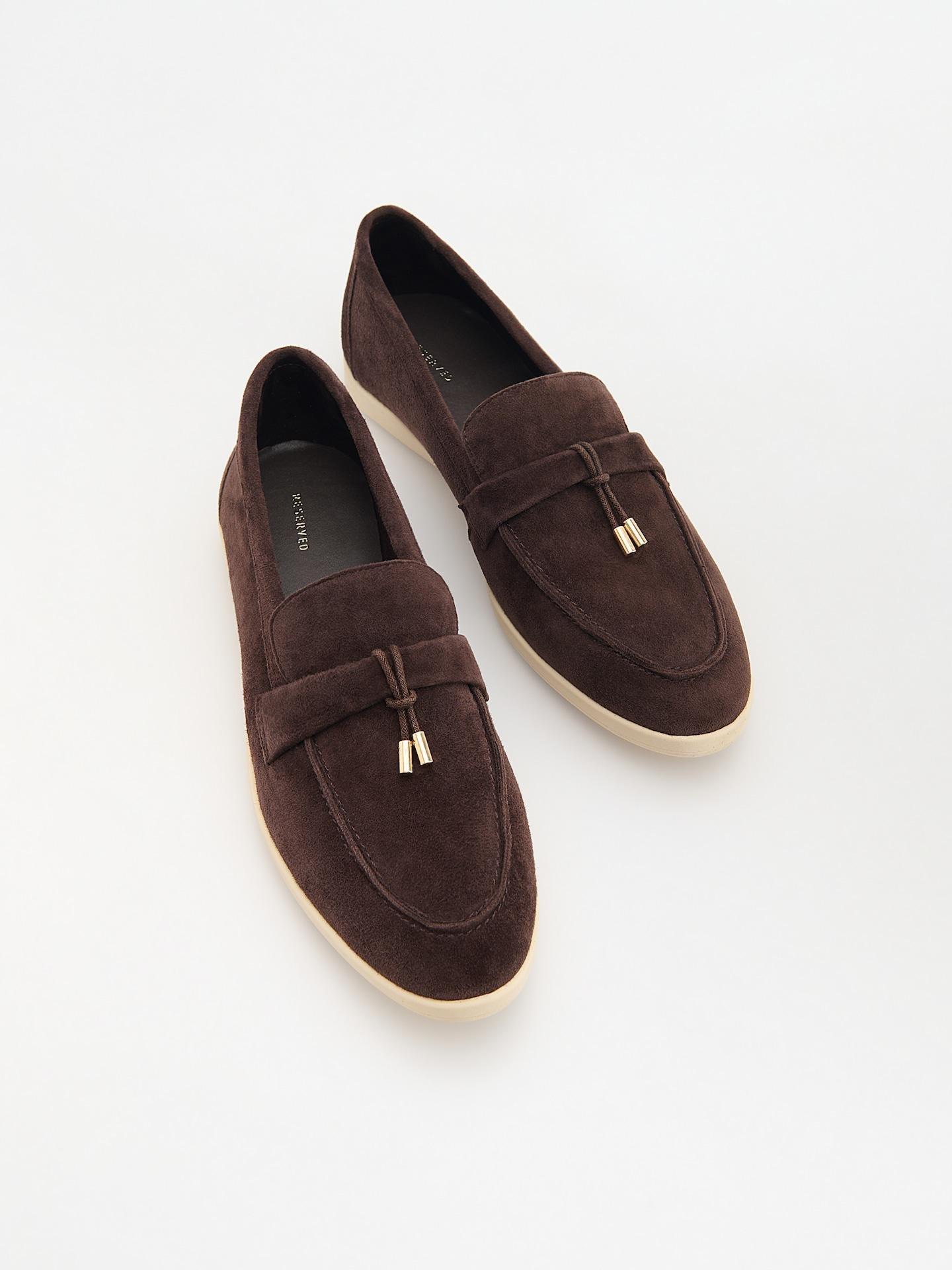 Brown Sheepskin Loafers, Brown, medium