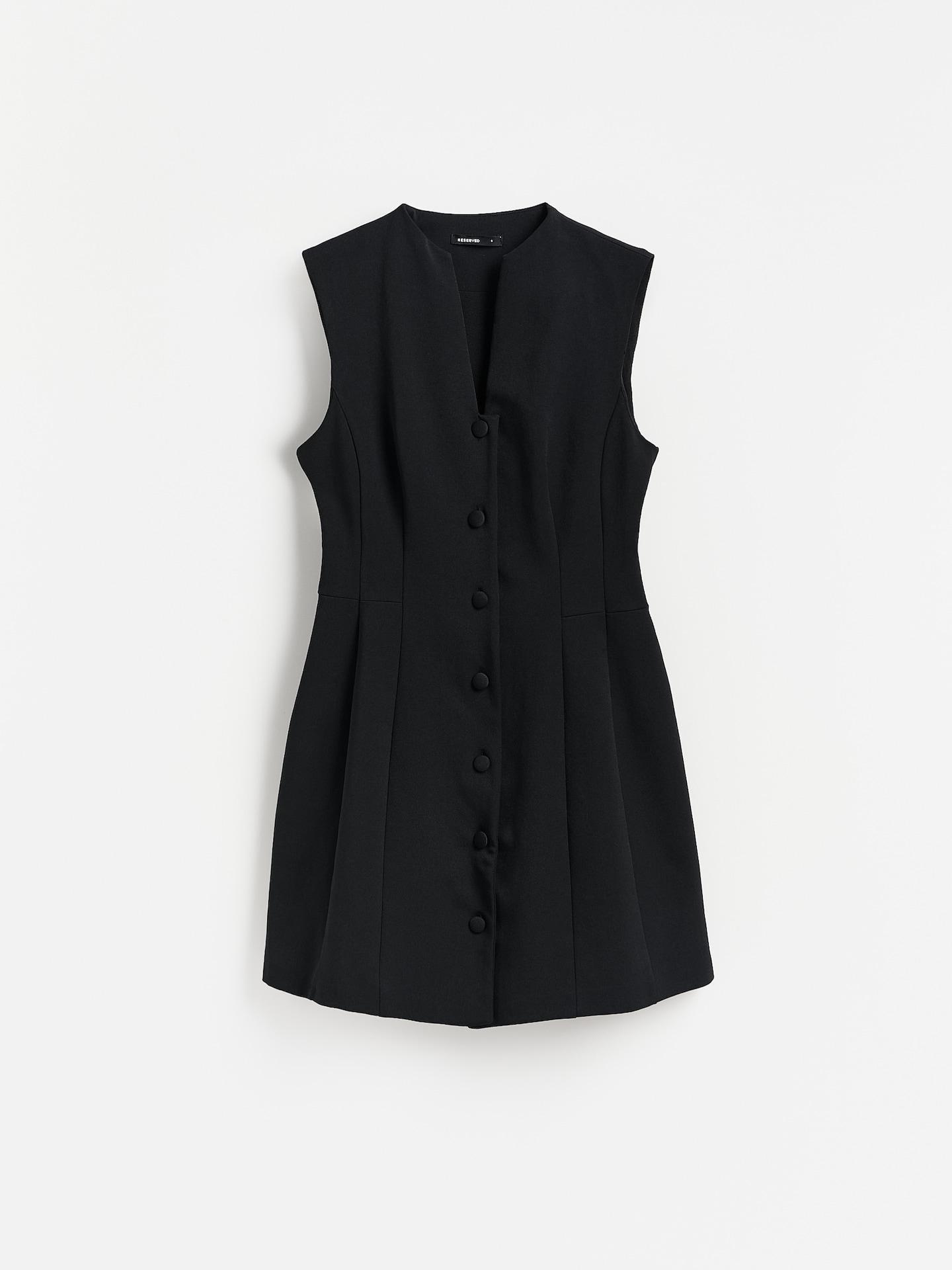 Black Cotton Rich Dress, Black, medium
