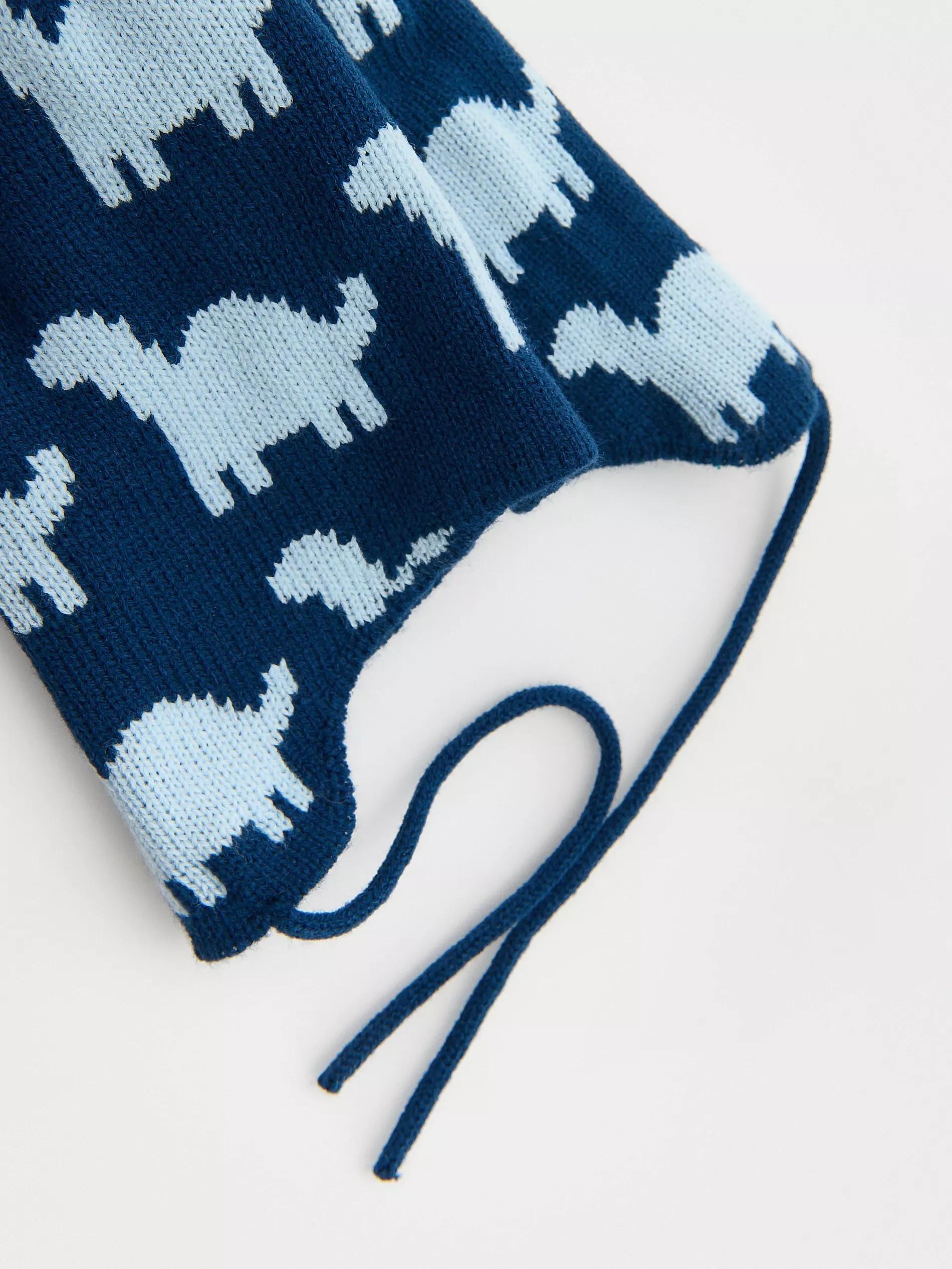 Blue Patterned Jersey Beanie, Kids Boys, , large image number 1