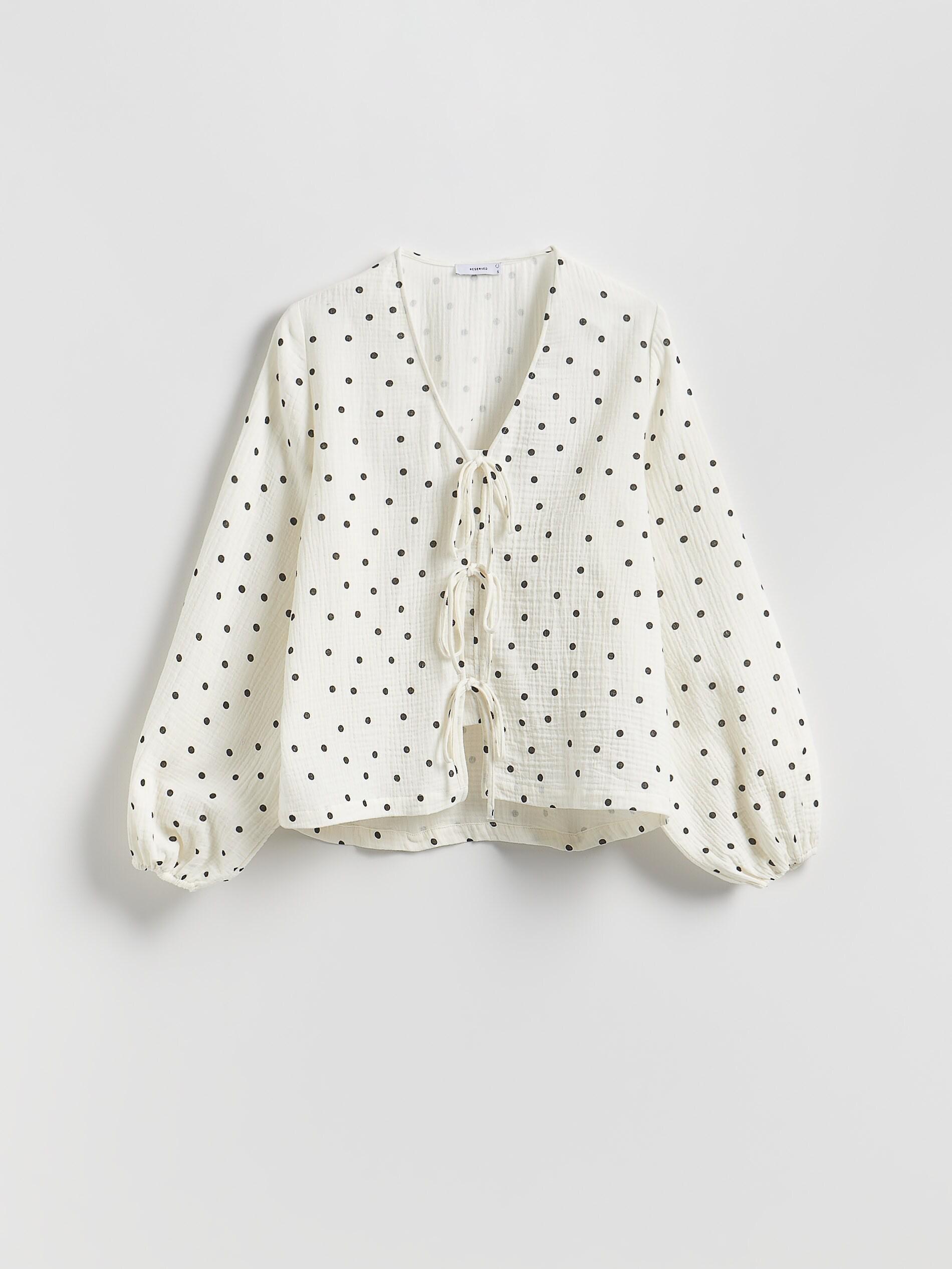 White Blouse with front tie, White, large image number 4