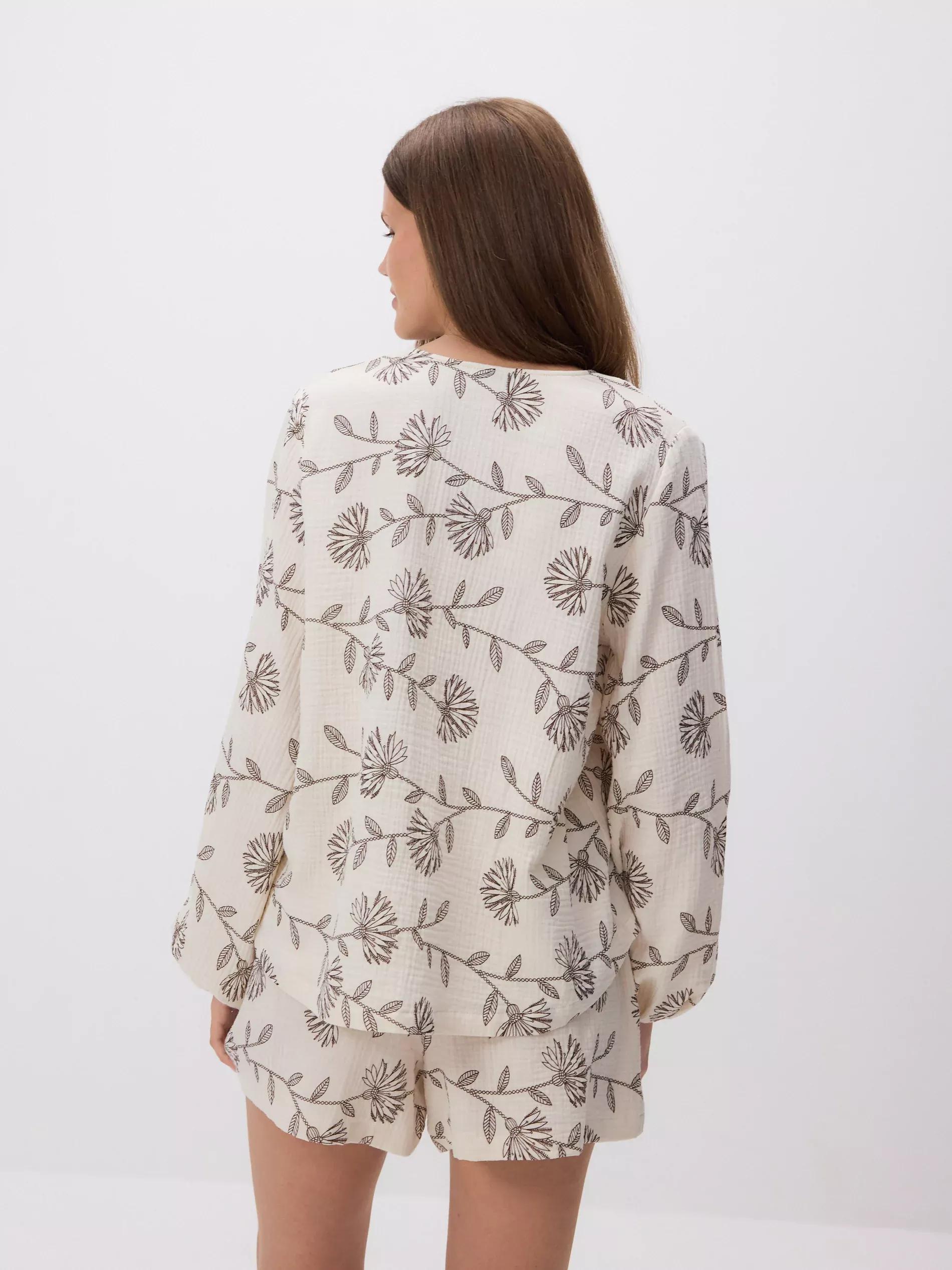 Beige Blouse with front tie, Ivory, large image number 3