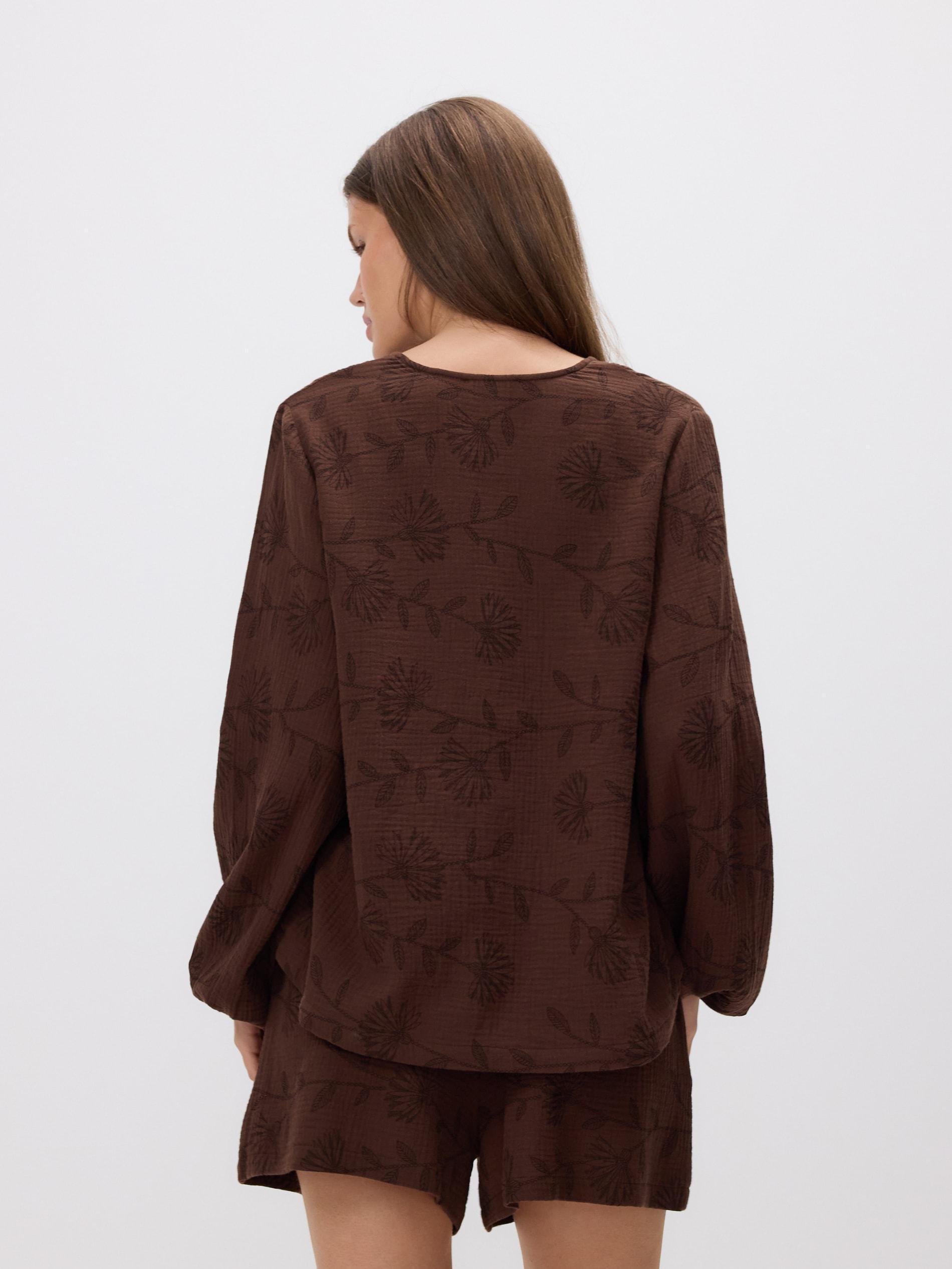 brown Blouse with front tie, , large image number 3