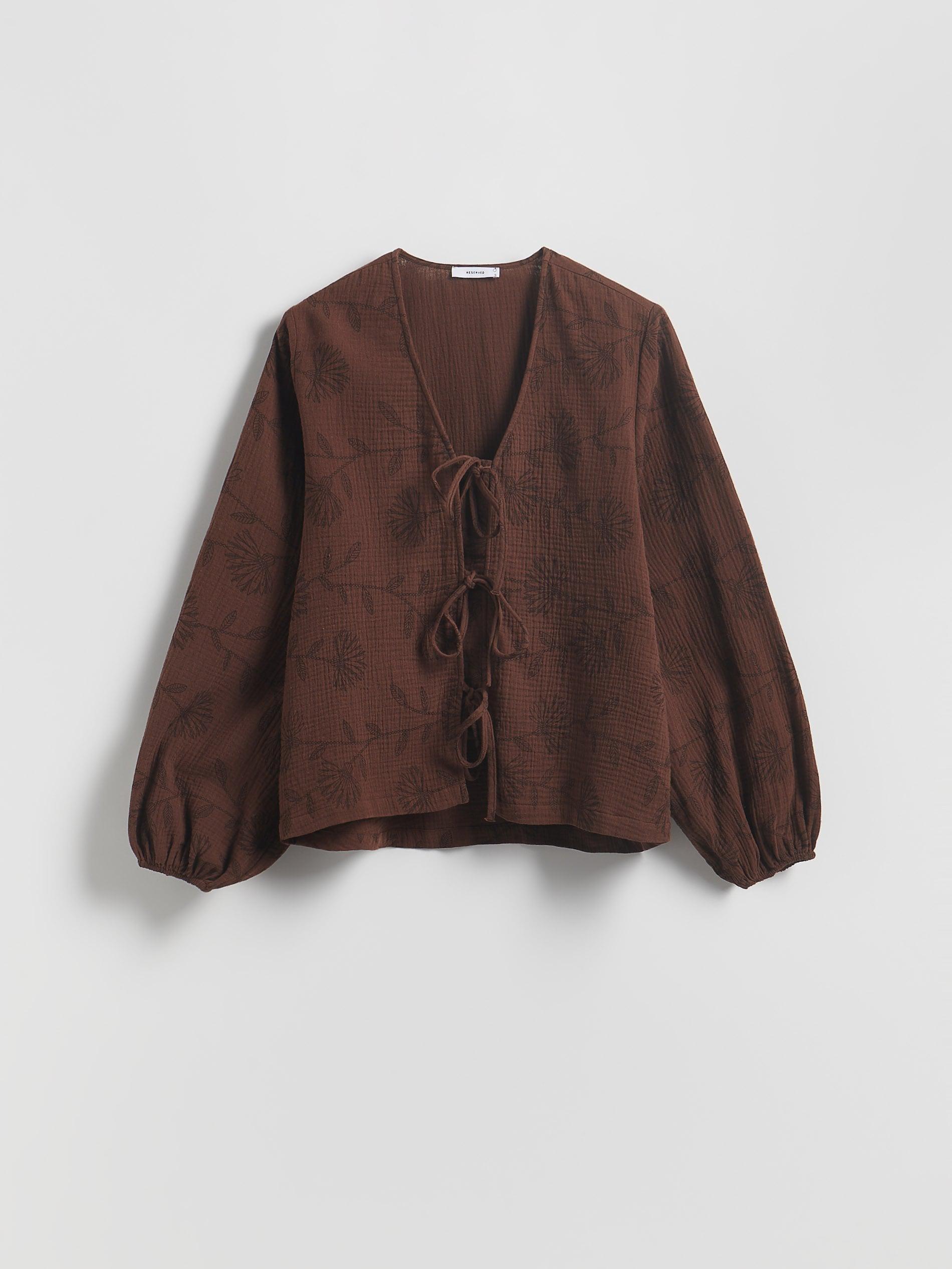 brown Blouse with front tie, , large image number 4