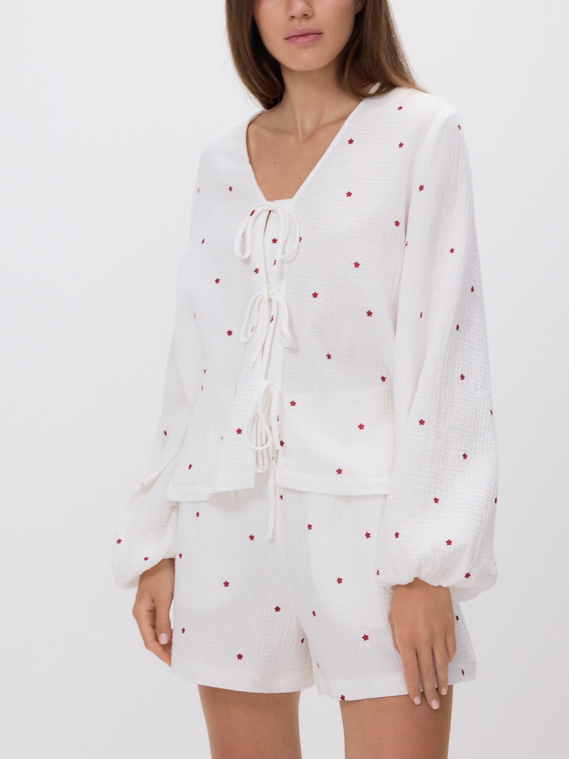 Multicolour Blouse with front tie, Multicolor, medium