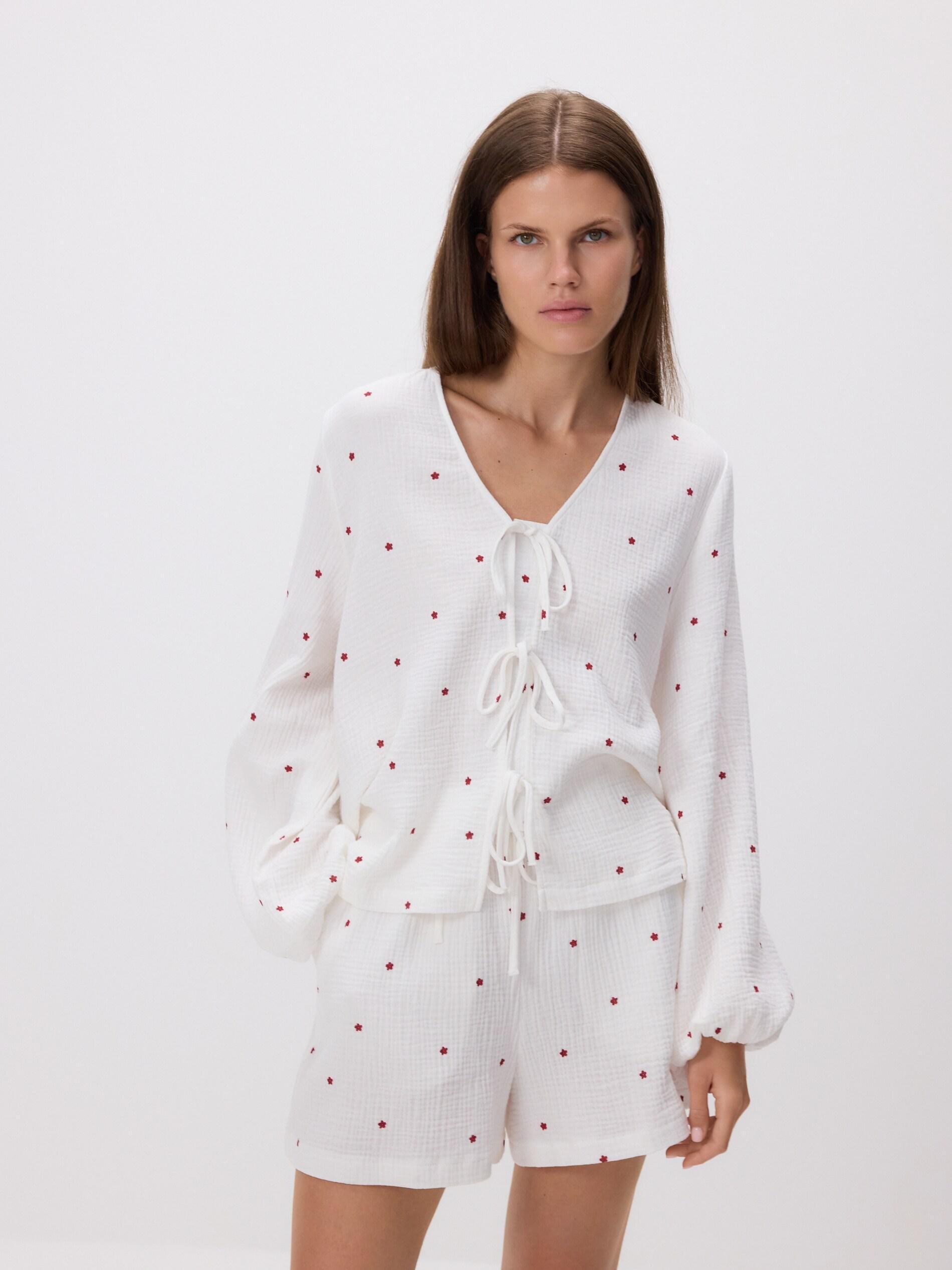 Multicolour Blouse with front tie, Multicolor, medium