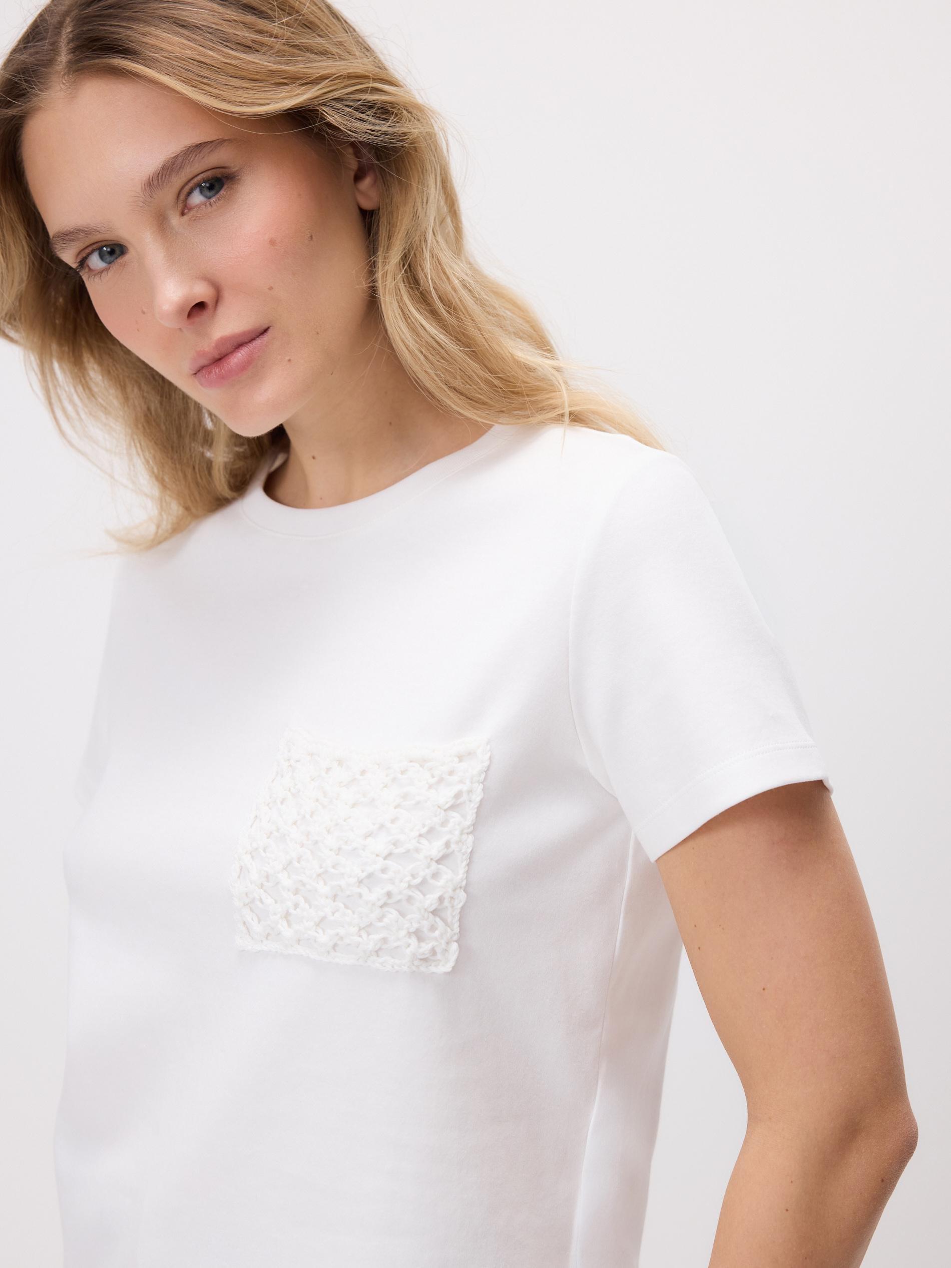 Cream T-Shirt With Pocket, Ivory, large image number 2