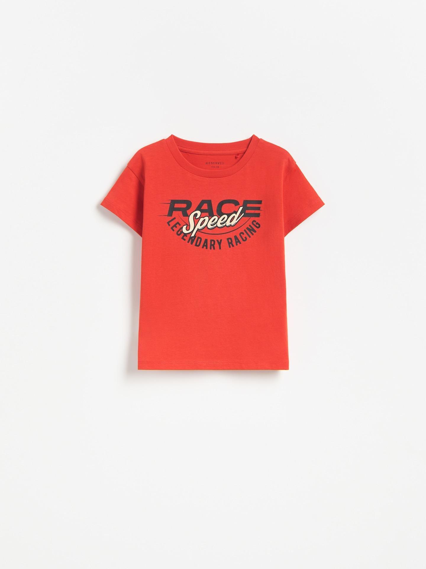Red Cotton T-Shirt With Print, Red, medium
