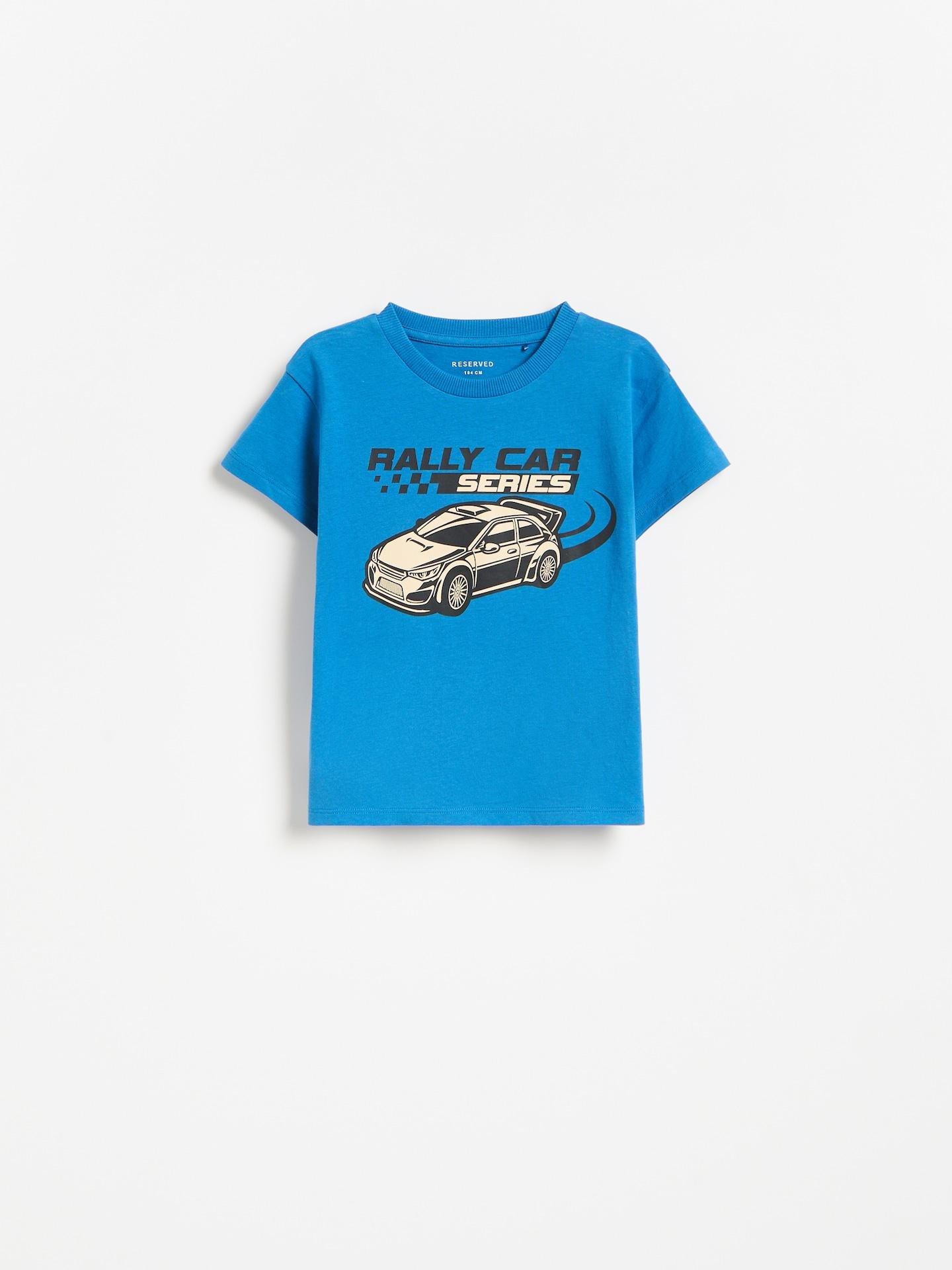Hyacinth Cotton T-Shirt With Print, Blue, medium