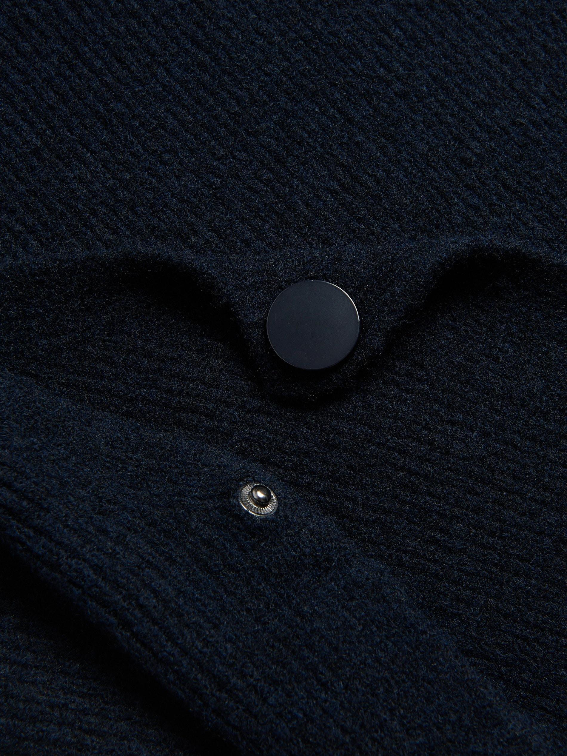Navy Knitted Fabric Turtle-Neck Vest, Navy, large image number 1