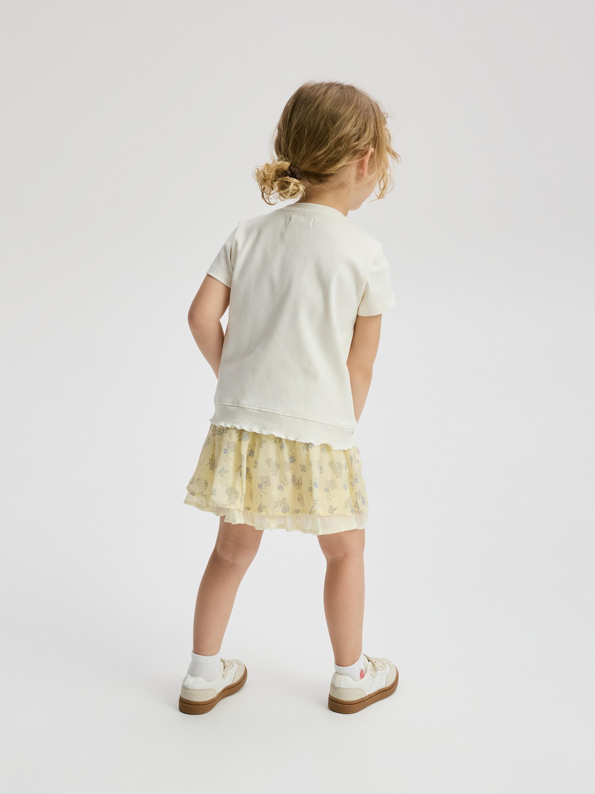 Beige Ribbed Blouse With Ruffle, Ivory, large image number 1