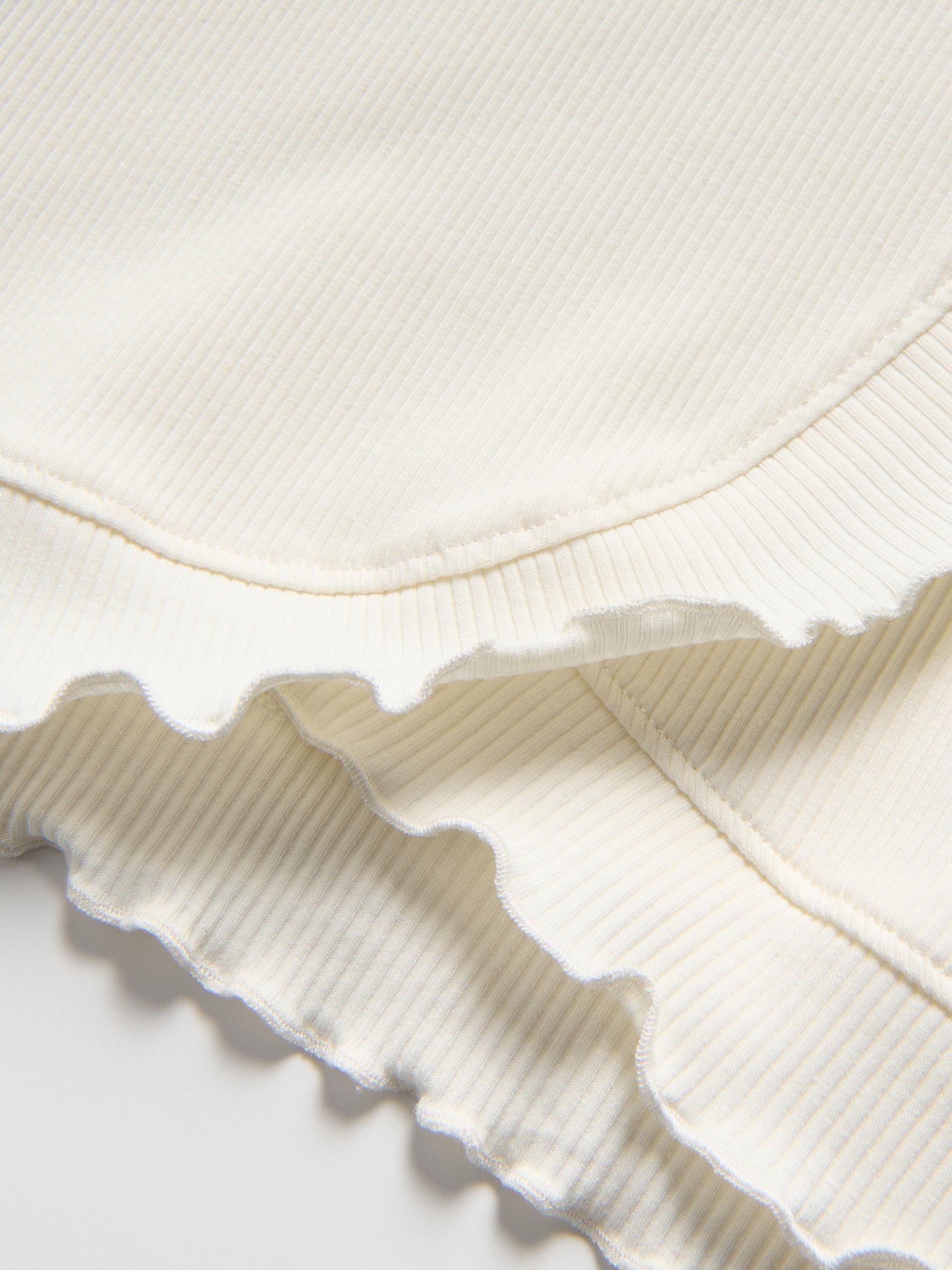 Beige Ribbed Blouse With Ruffle, Ivory, large image number 3