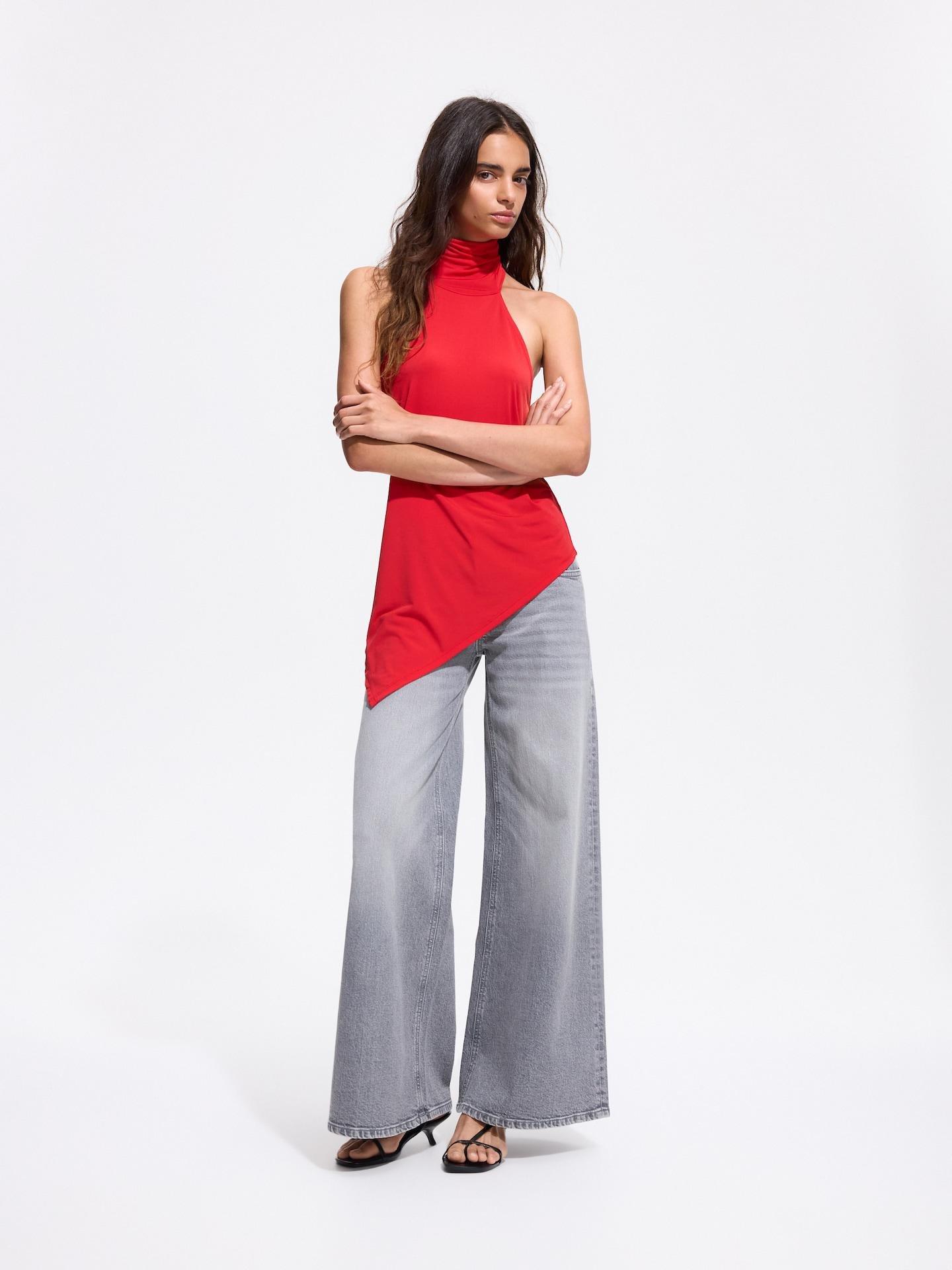 Grey Wide Leg Jeans, Light grey, medium