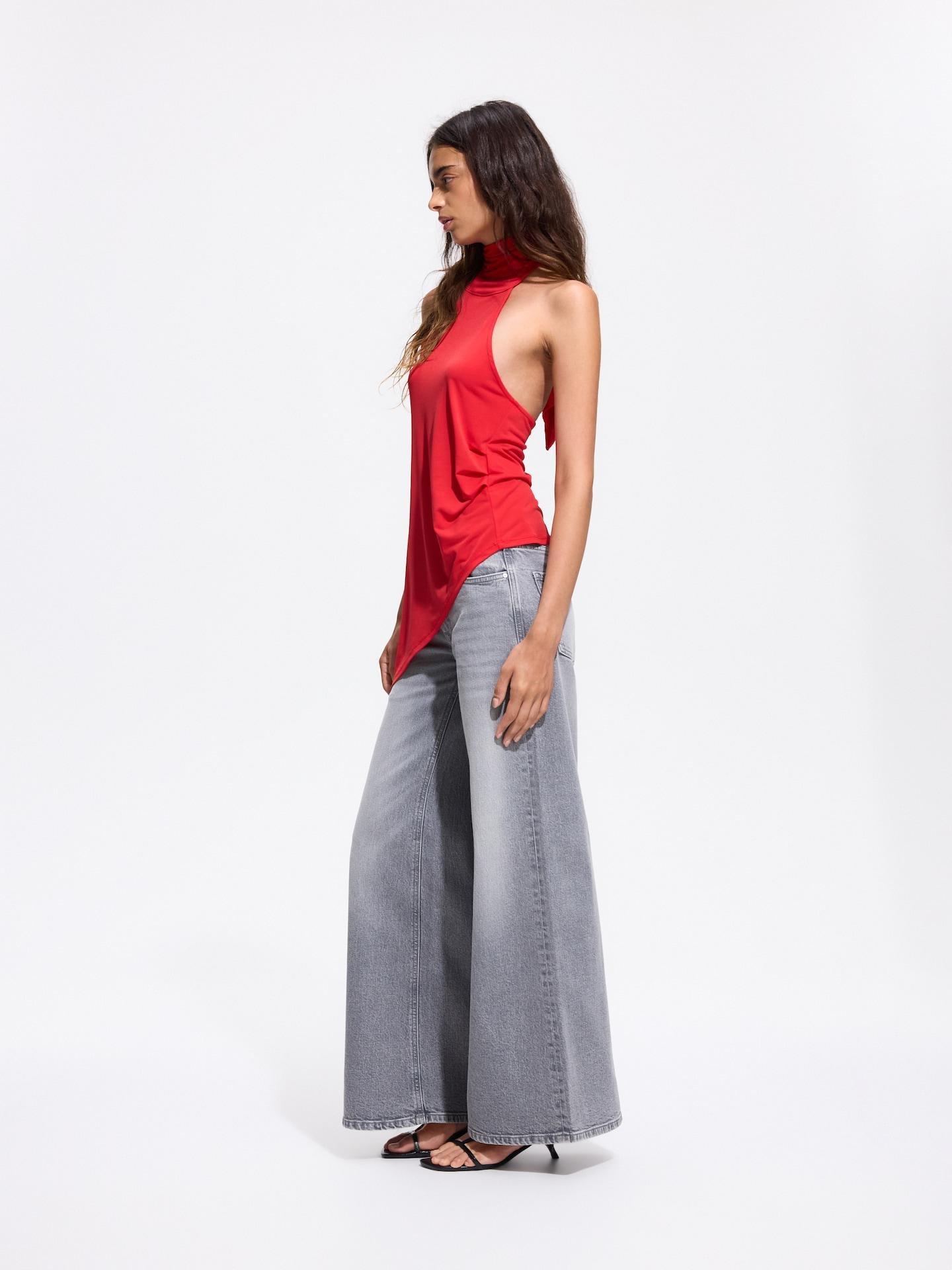 Grey Wide Leg Jeans, Light grey, medium