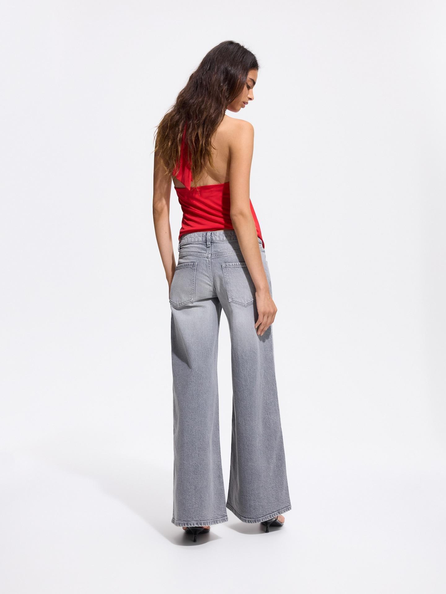 Grey Wide Leg Jeans, Light grey, large image number 3