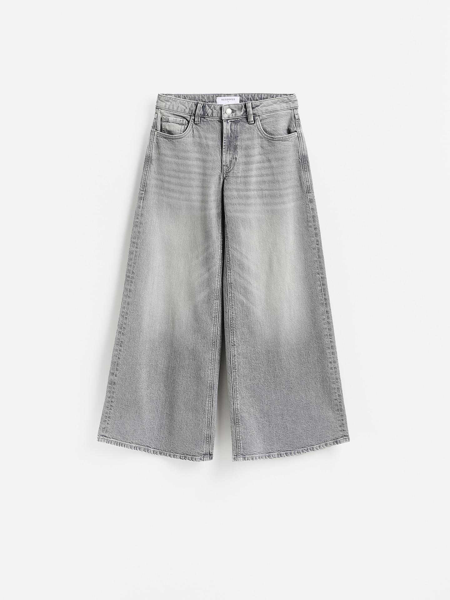 Grey Wide Leg Jeans, Light grey, large image number 4