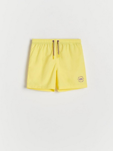 Reserved - Yellow Printed Swim Shorts, Kids Boys