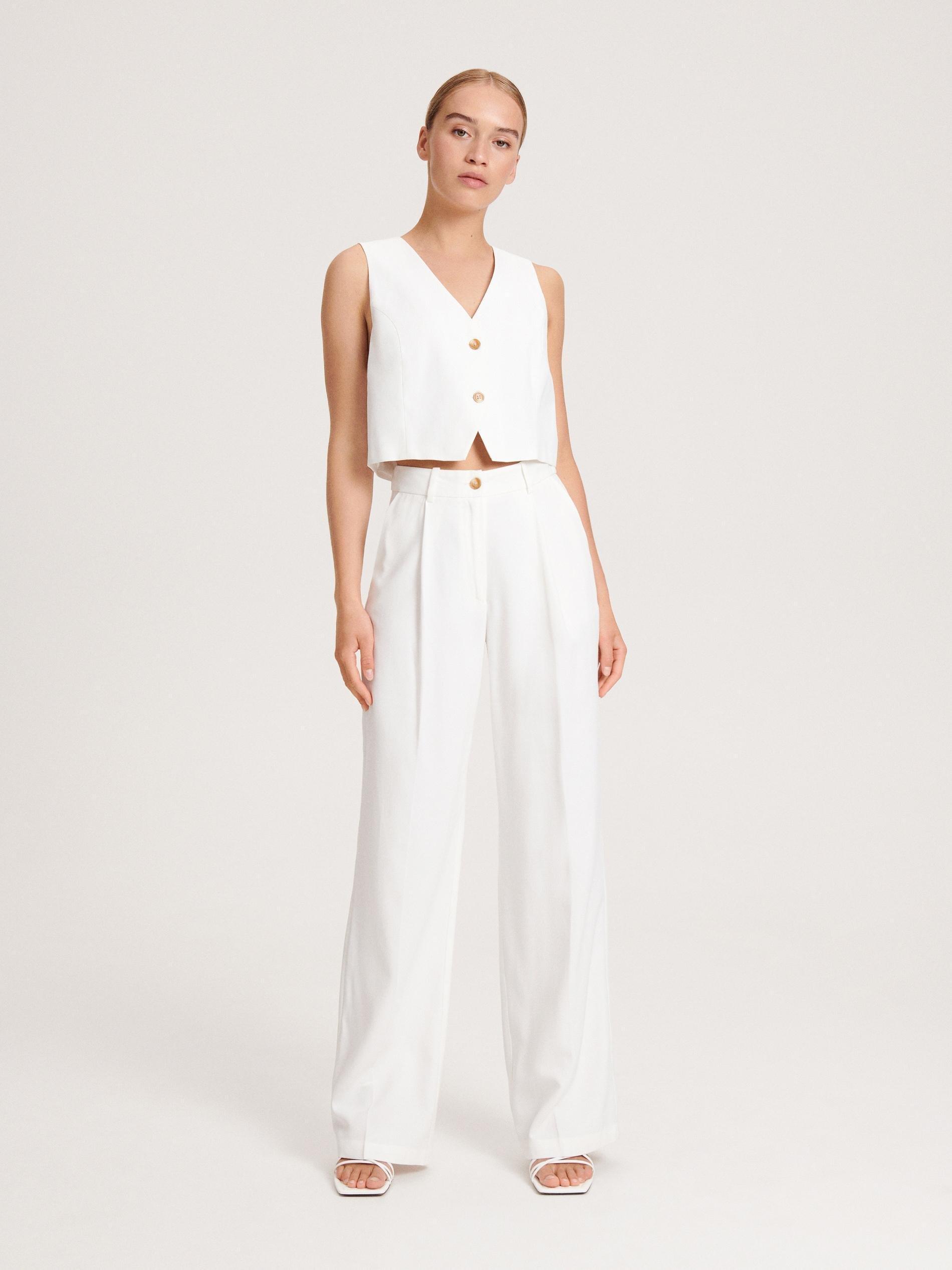 White Eco-Aware Viscose Trousers, , large image number 0