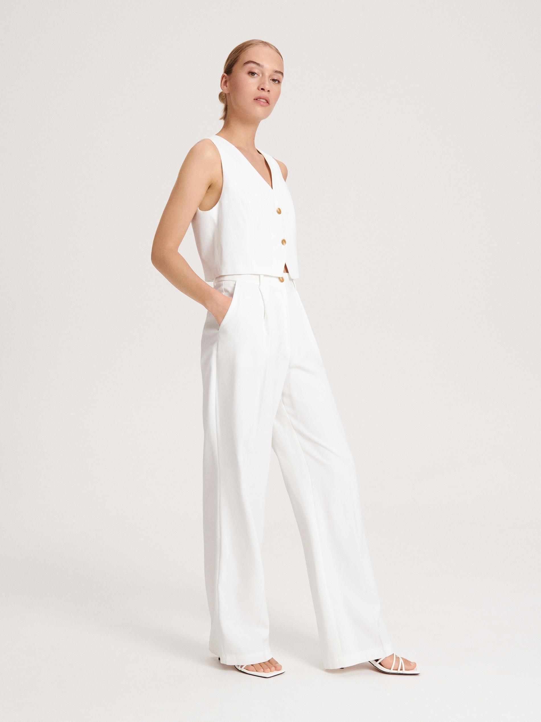 White Eco-Aware Viscose Trousers, , large image number 1