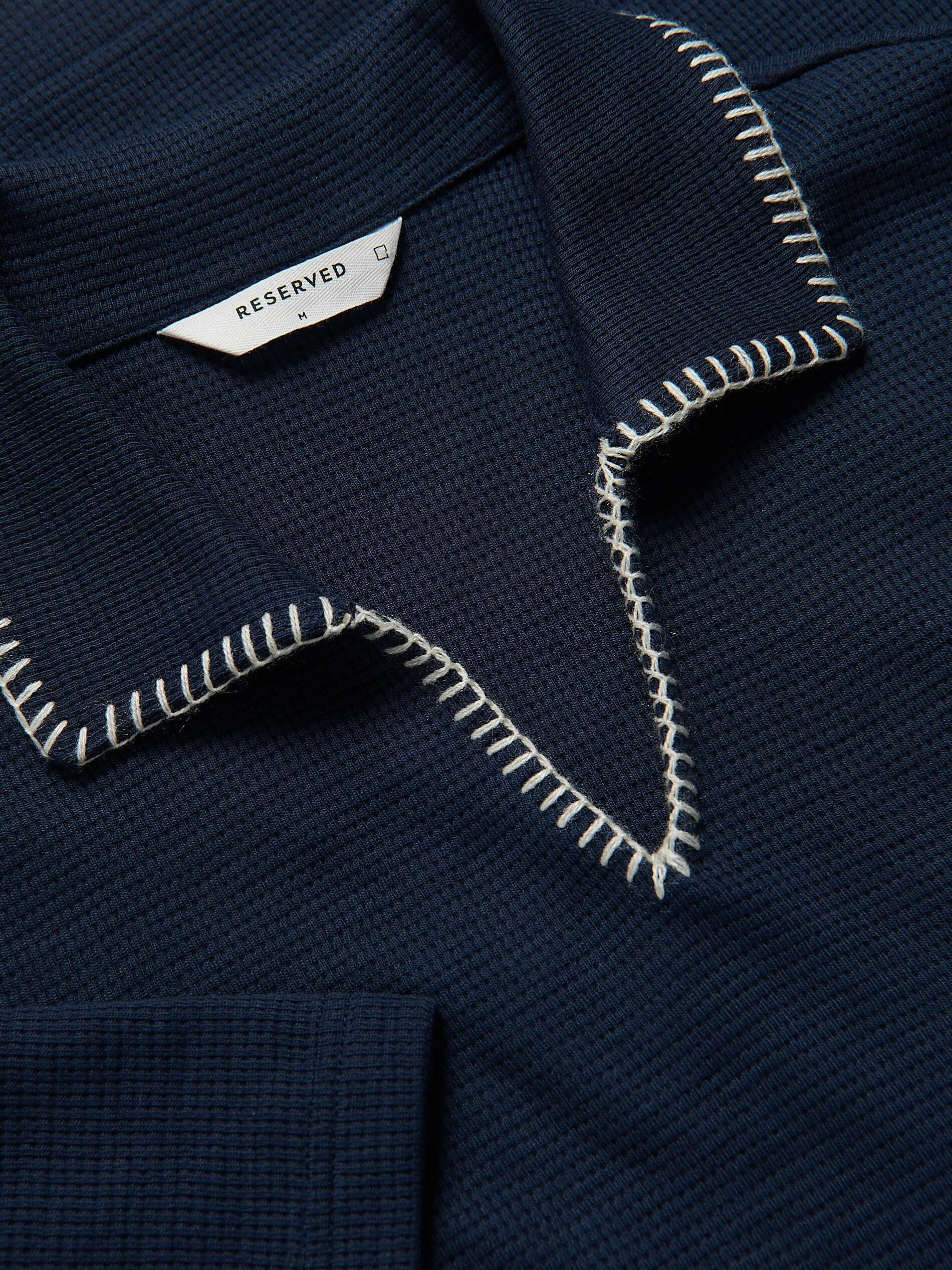 NAVY Structural fabric polo shirt, Navy, large image number 1