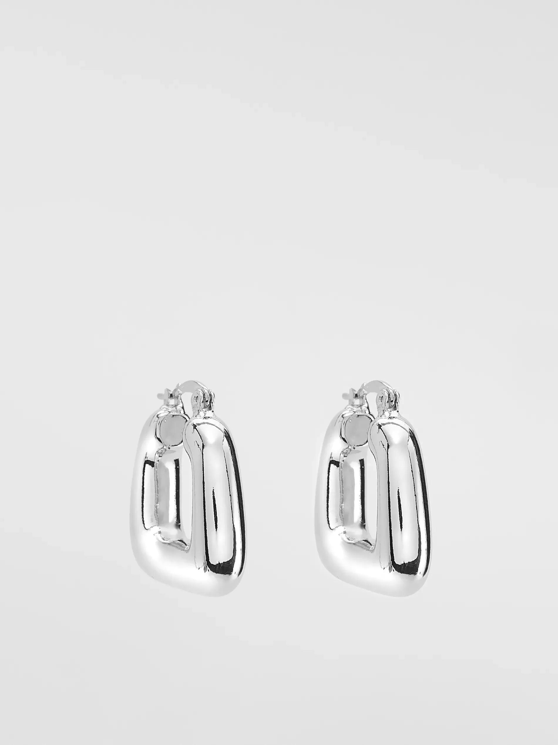 SILVER Geometric earrings, Silver, medium