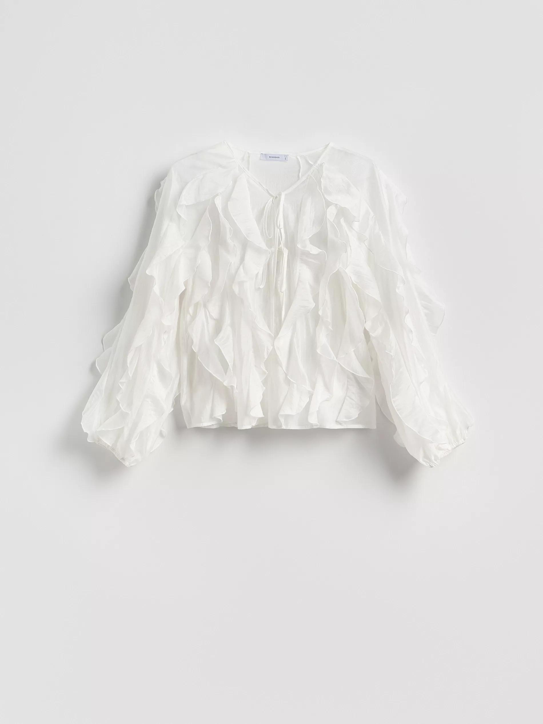 White Lyocell Blend Blouse, White, large image number 5