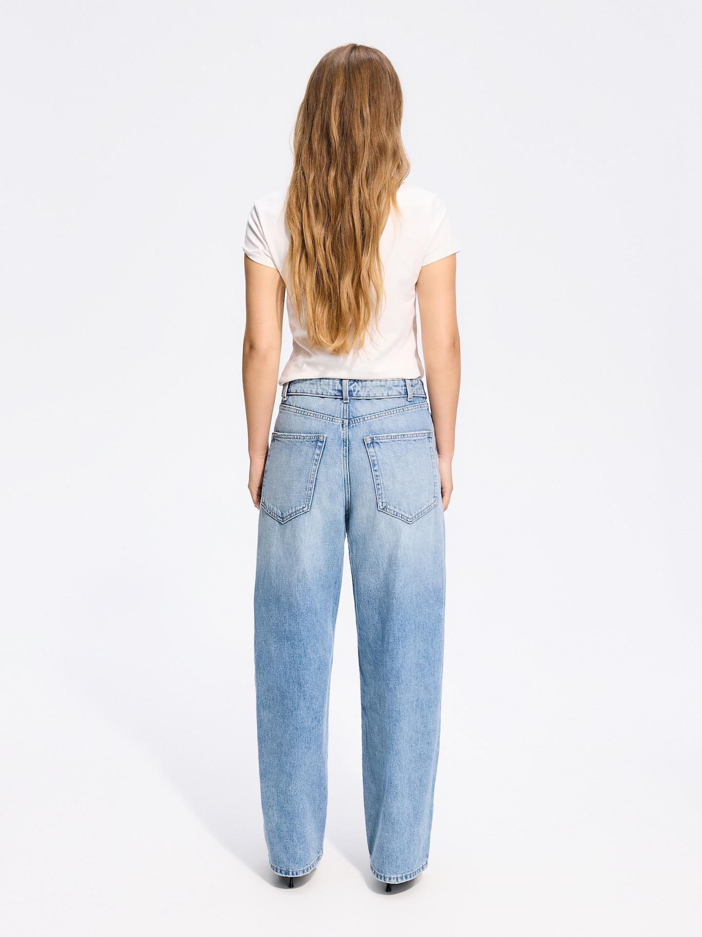 Blue Barrel Jeans With Turn-Up, Blue, large image number 3