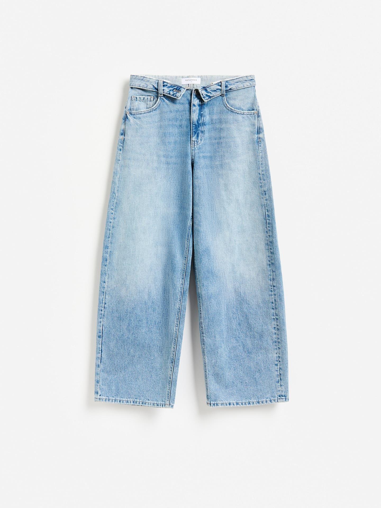 Blue Barrel Jeans With Turn-Up, Blue, large image number 4