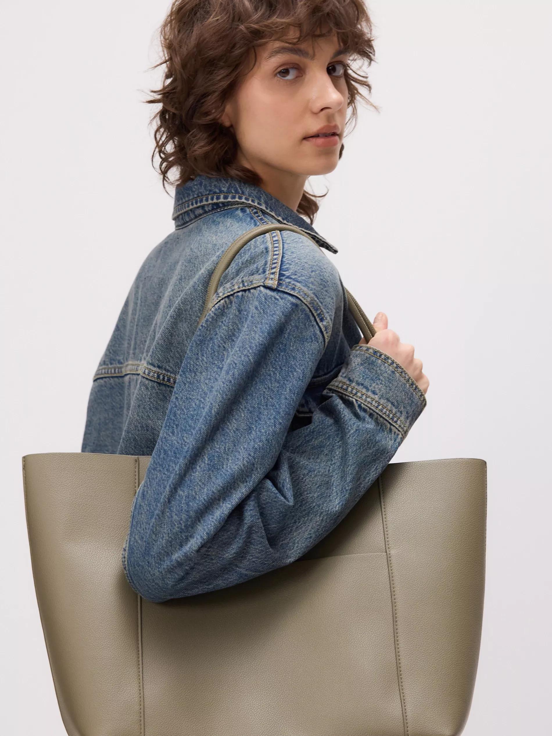Green Shopper Bag, Khaki, large image number 0