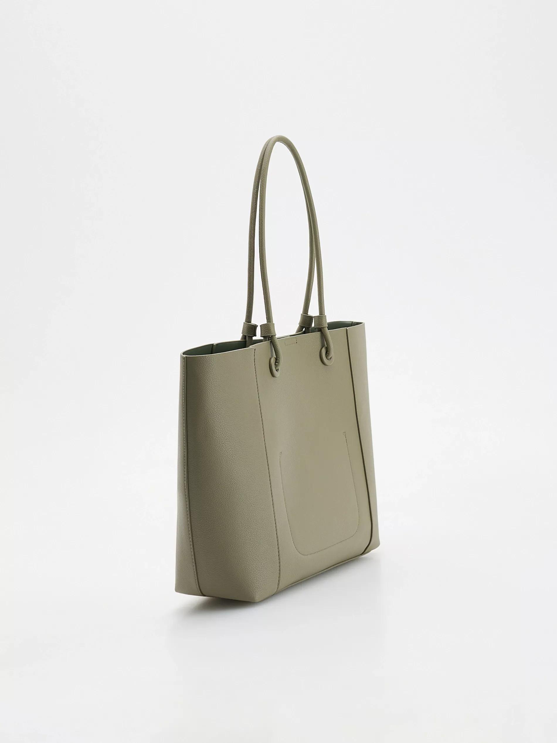 Green Shopper Bag, Khaki, large image number 3