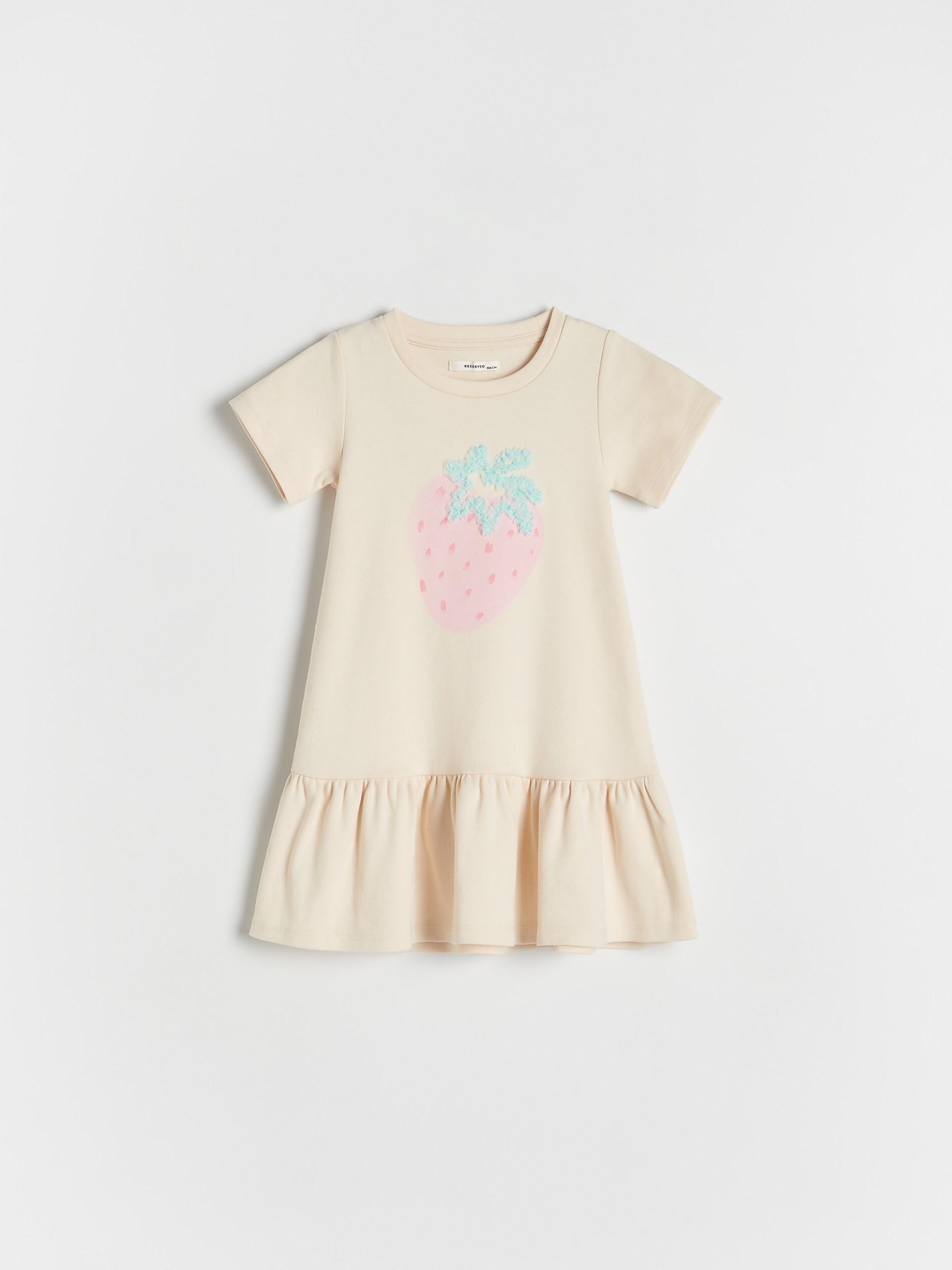 Cream Cotton Dress With Ruffles At The Hem, , large image number 0