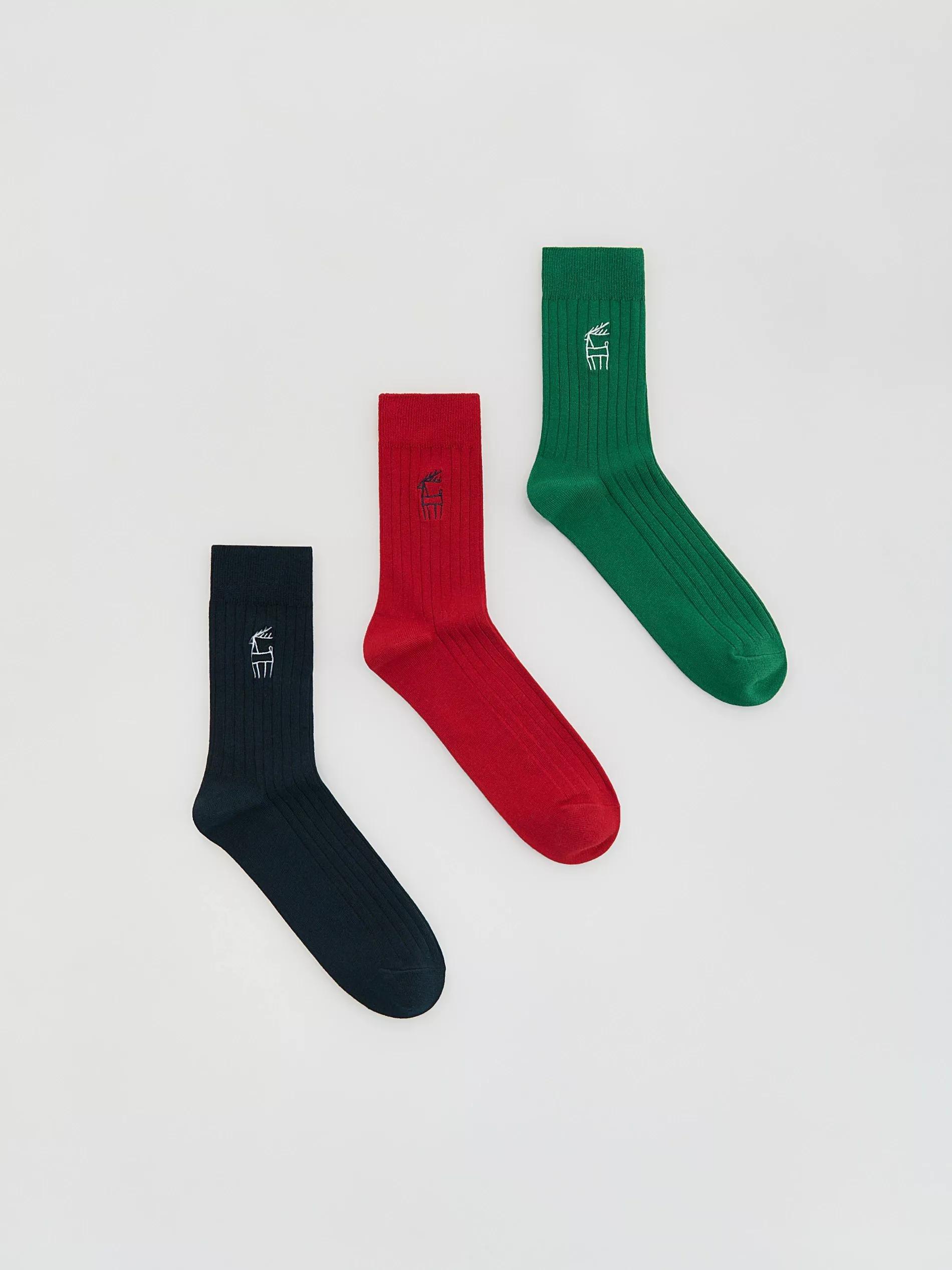 Green Christmas Socks 3 Pack, Green, medium