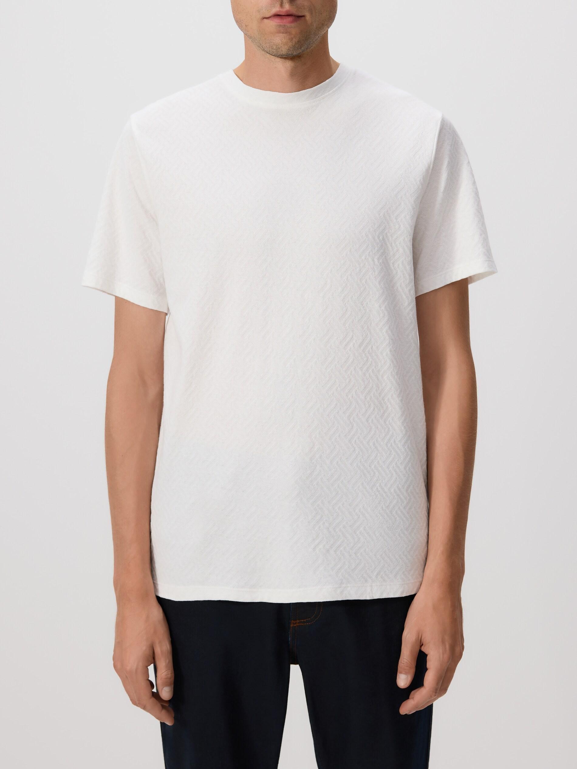 Cream Regular Fit Structural Fabric T-Shirt, Ivory, large image number 1