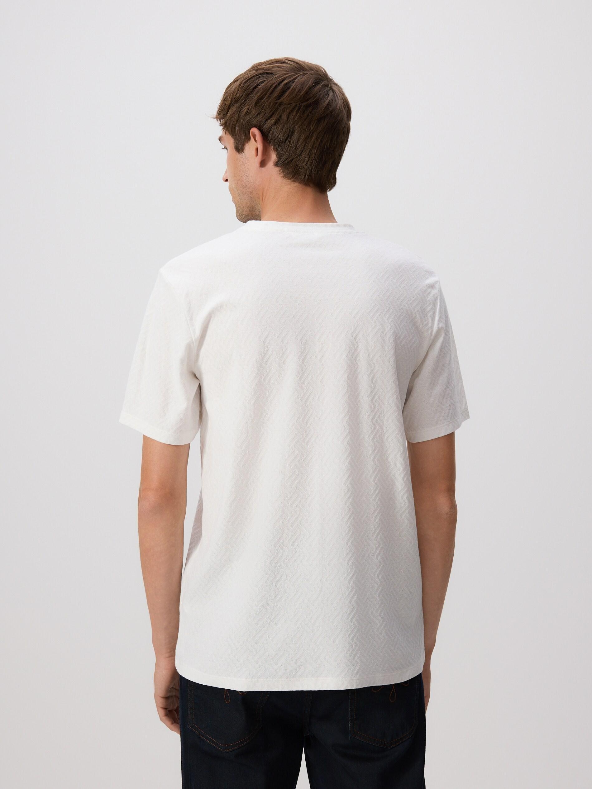 Cream Regular Fit Structural Fabric T-Shirt, Ivory, large image number 2