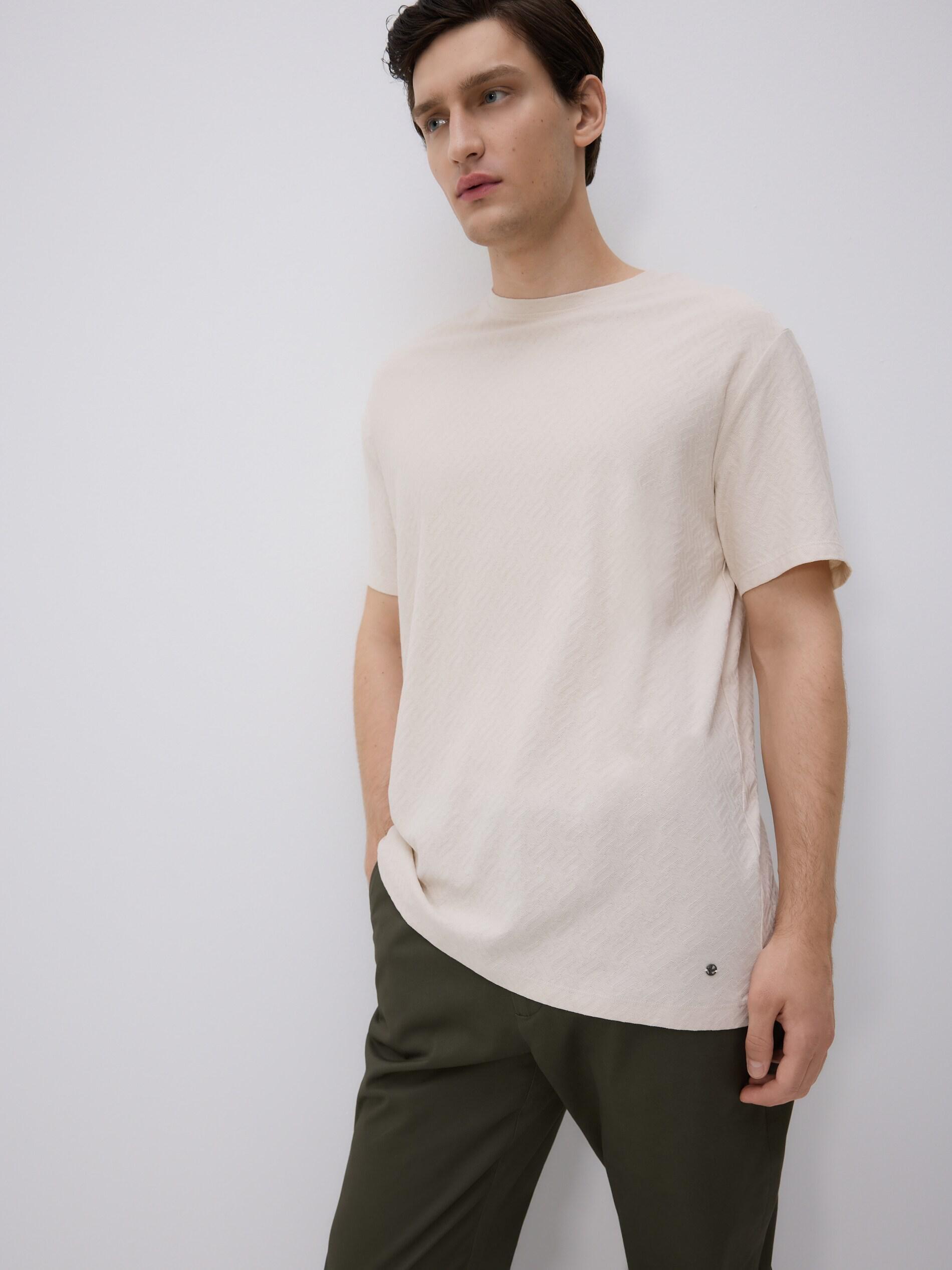 Beige Regular Fit Structural Fabric T-Shirt, Beige, large image number 0