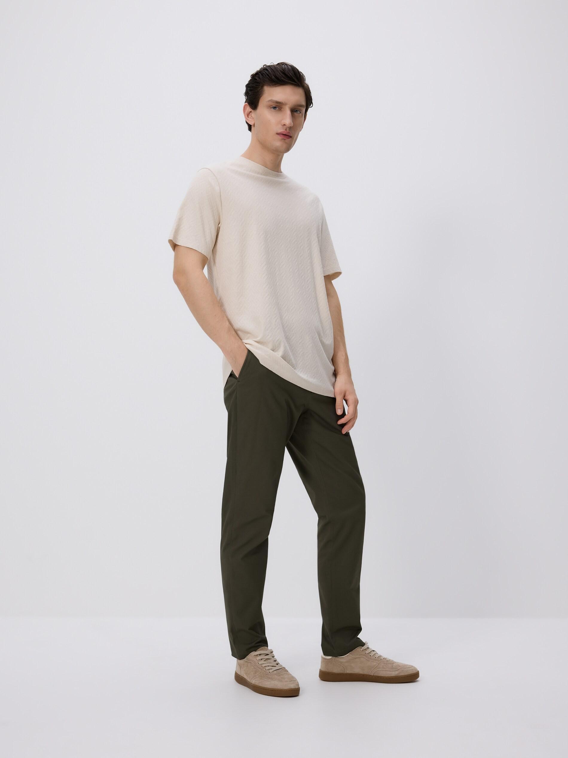 تيشيرت بيج بقصة عادية من قماش مُهيكل, Beige, large image number 1