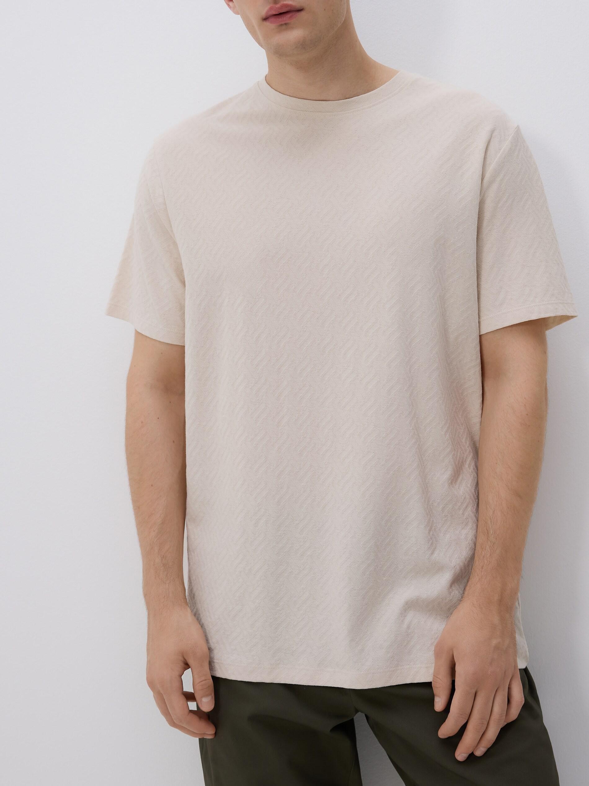 Beige Regular Fit Structural Fabric T-Shirt, Beige, large image number 2