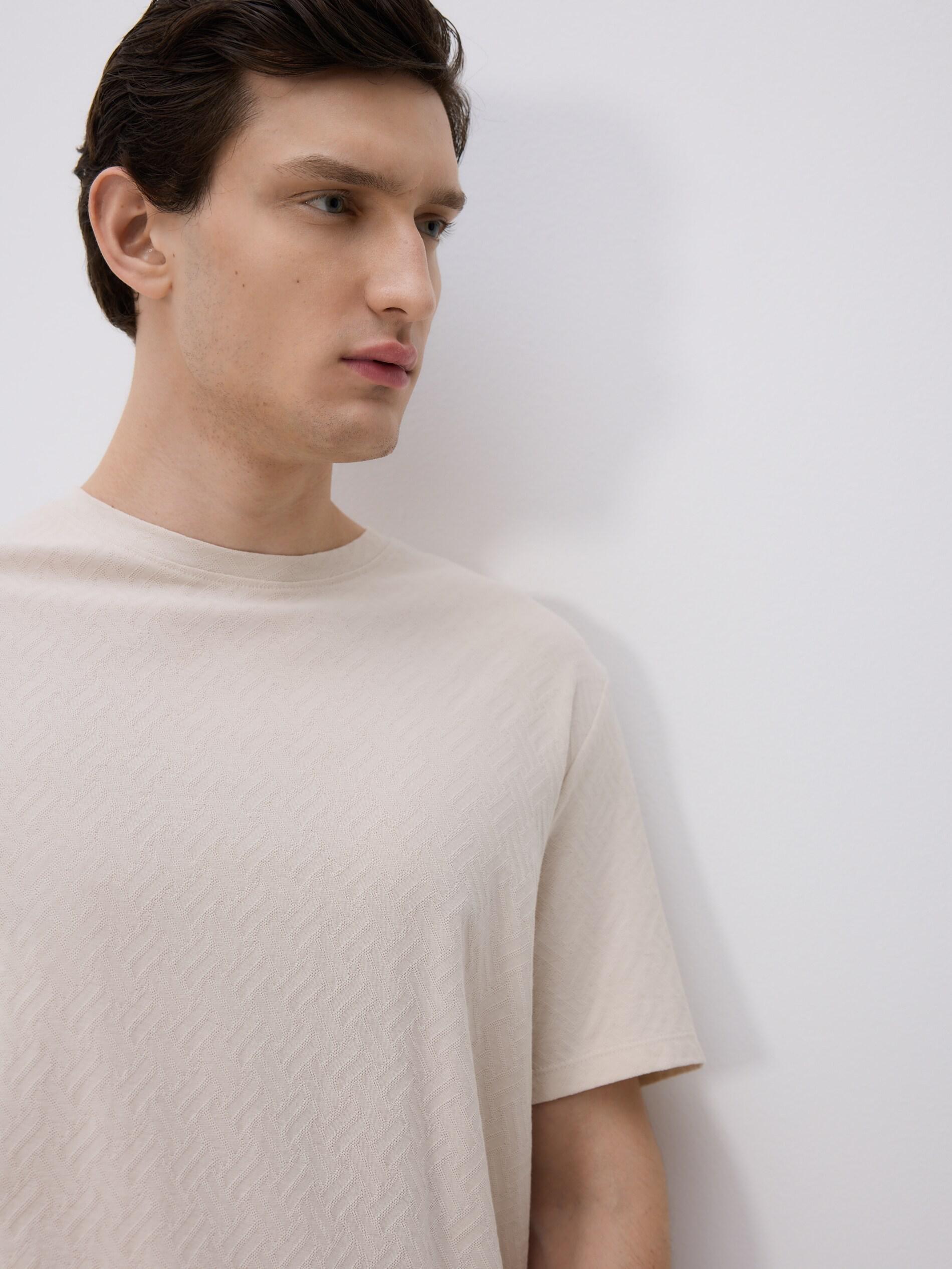 Beige Regular Fit Structural Fabric T-Shirt, Beige, large image number 3