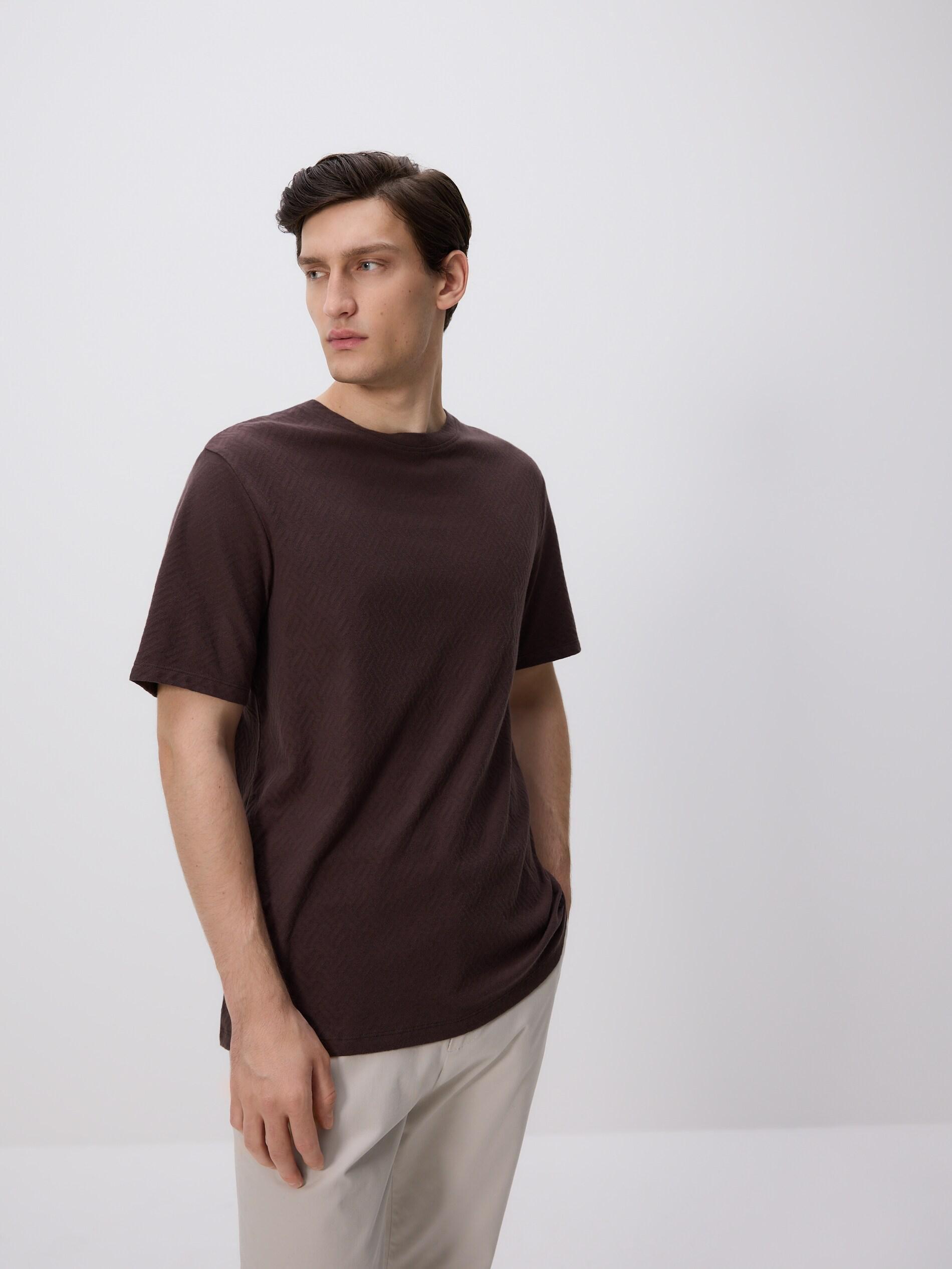 Brown Regular Fit Structural Fabric T-Shirt, Brown, large image number 3