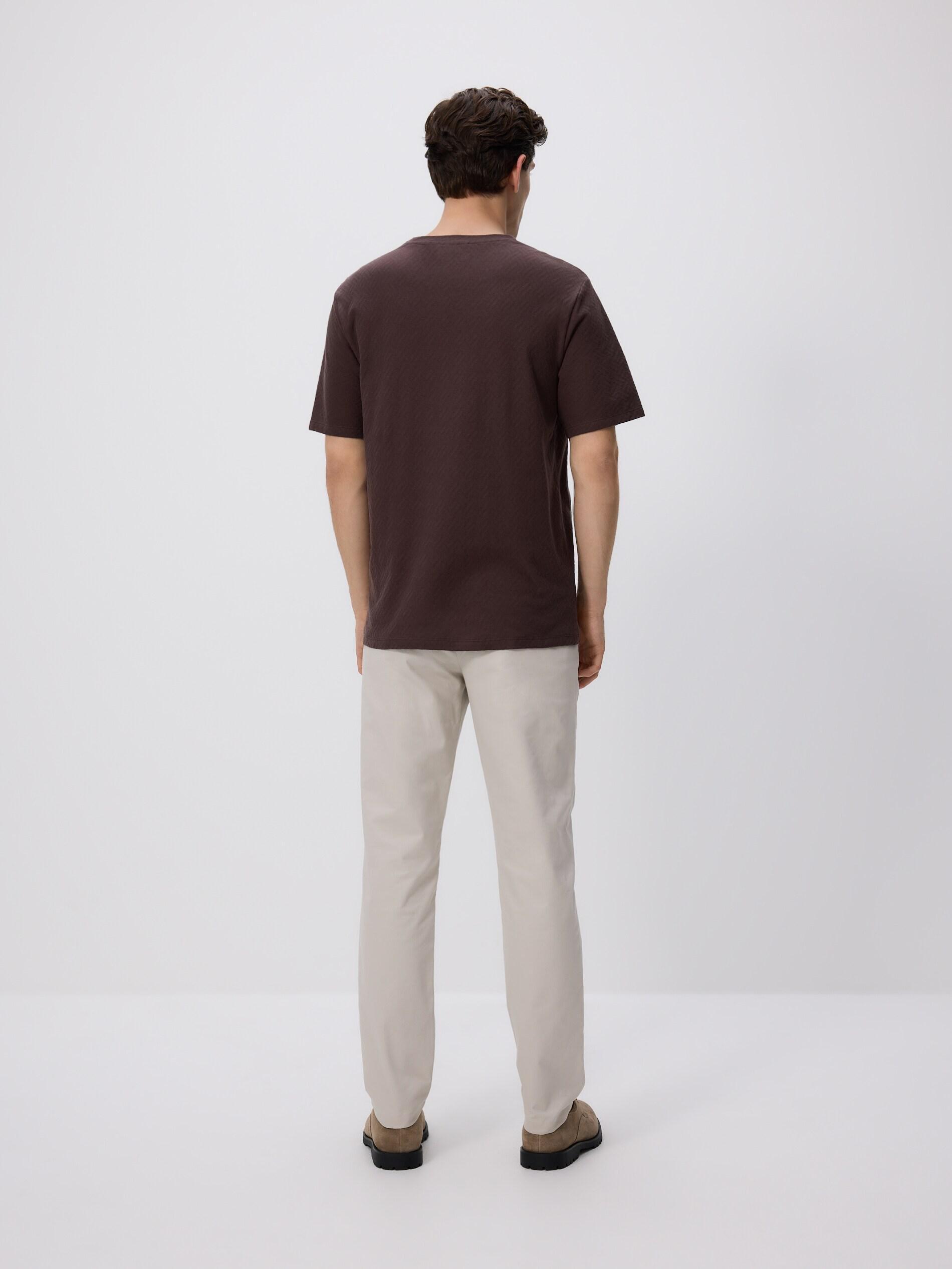 Brown Regular Fit Structural Fabric T-Shirt, Brown, large image number 4