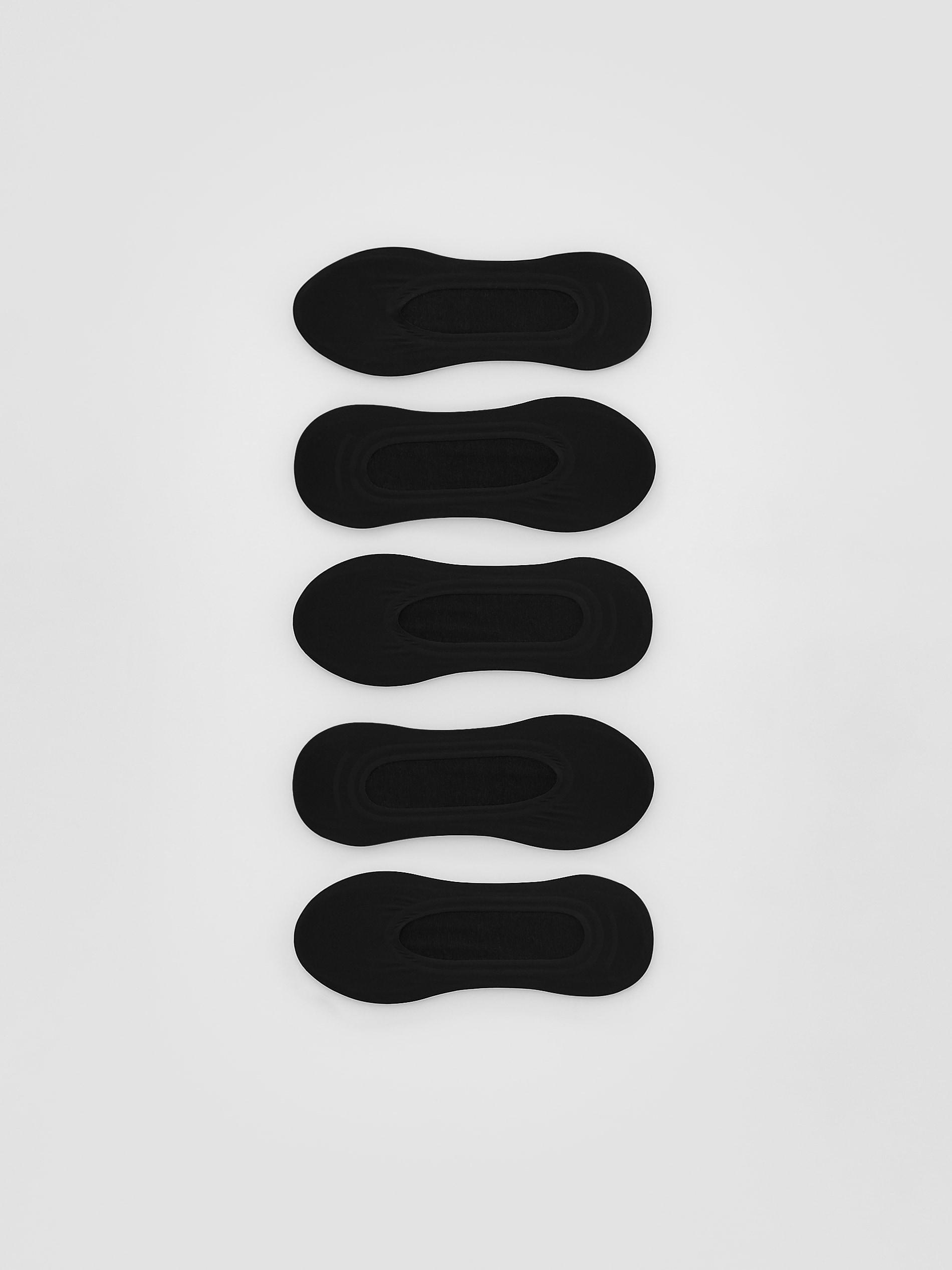 Black 5 Pack Invisible Socks, Black, large image number 0