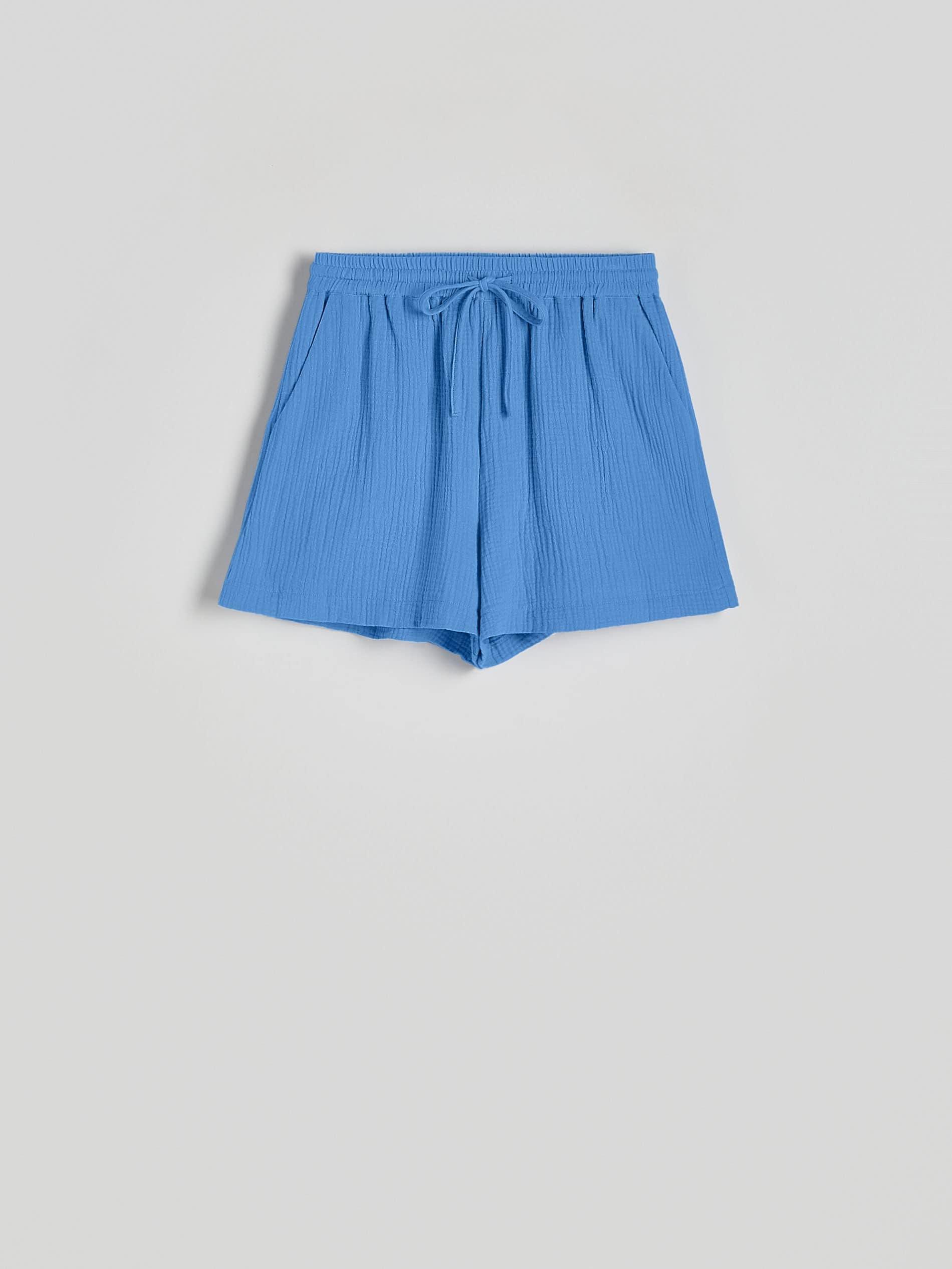 Blue Cotton Muslin Shorts, Blue, large image number 3
