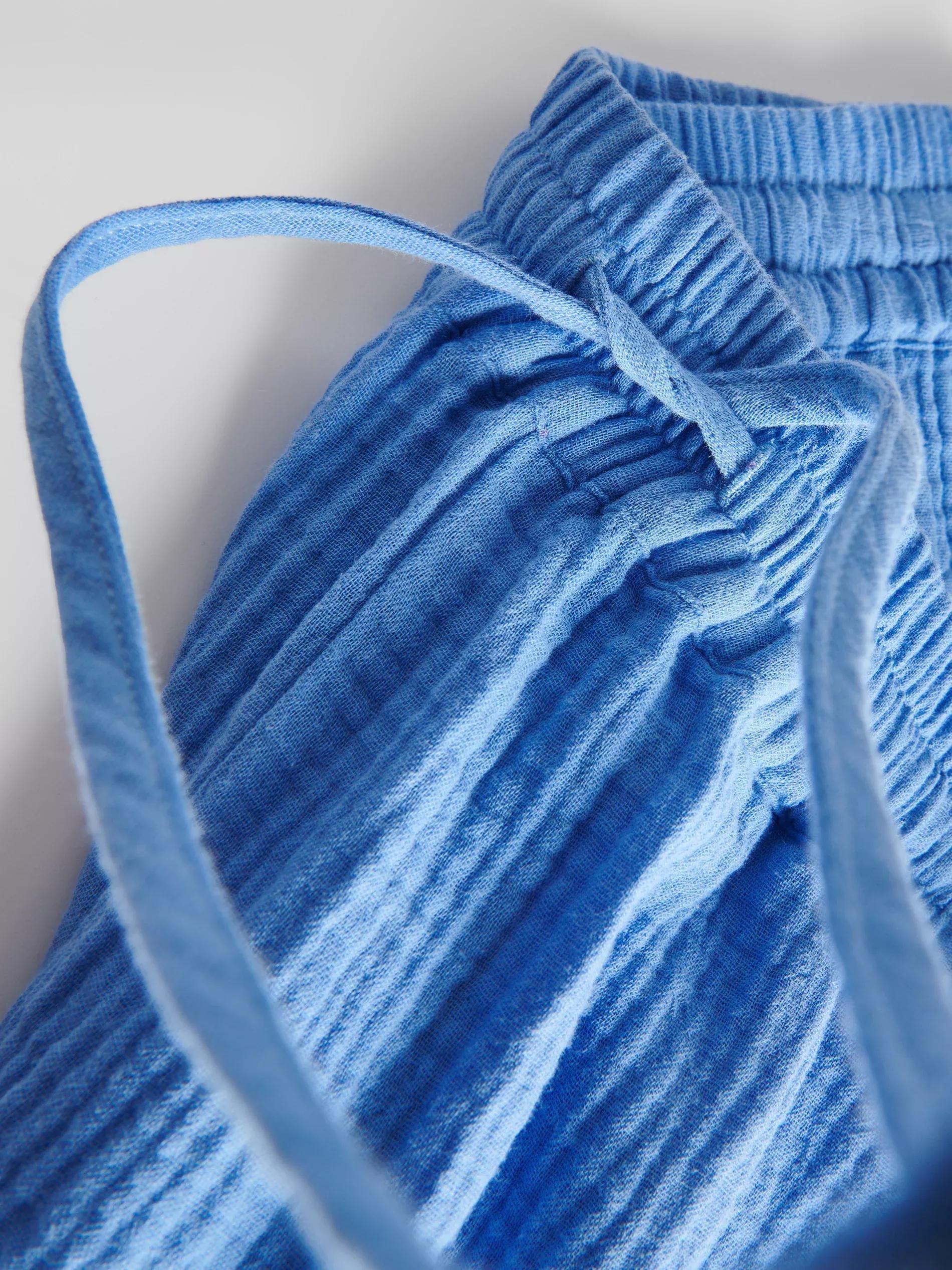 Blue Cotton Muslin Shorts, Blue, large image number 4