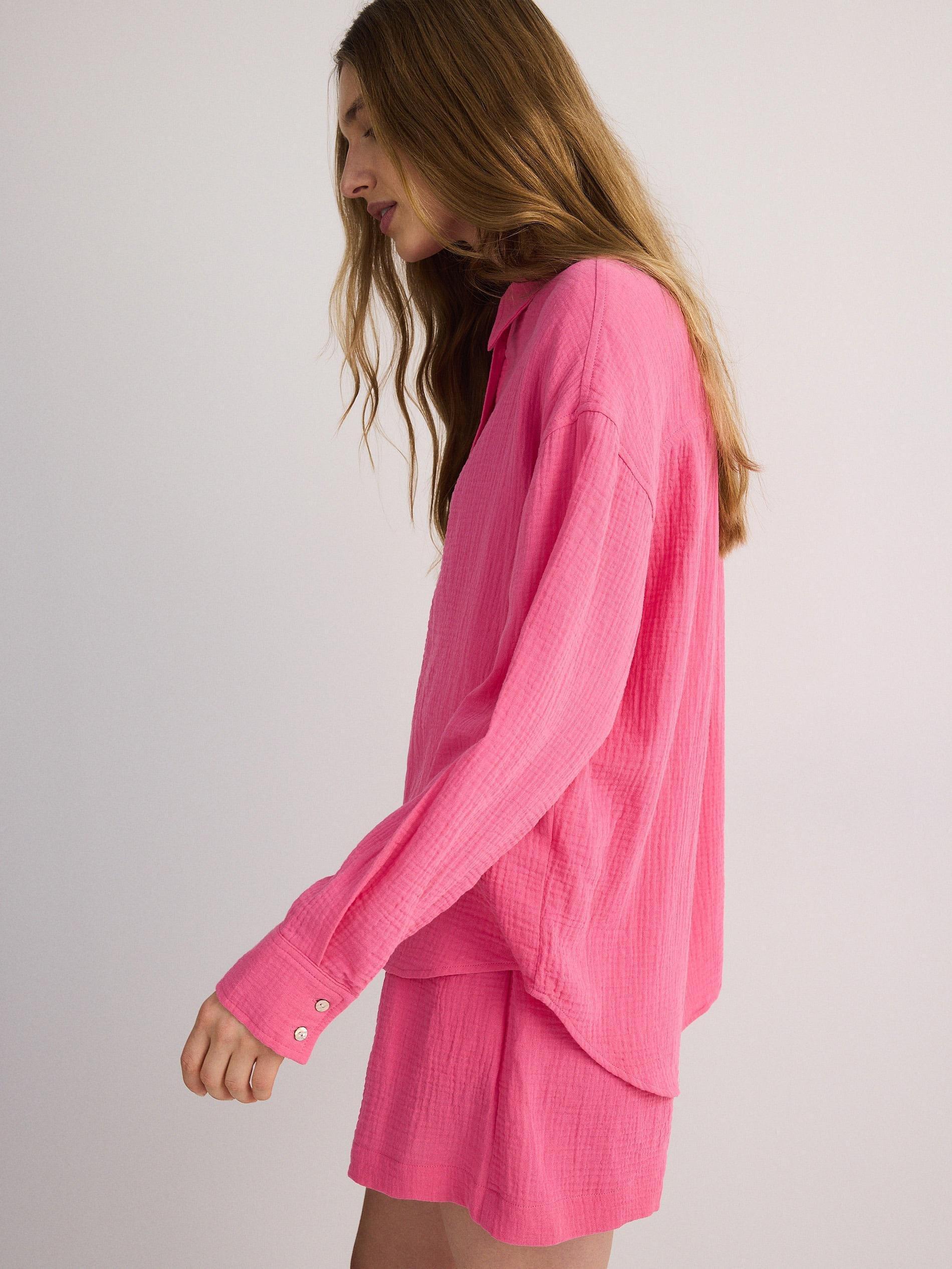 Pink Cotton Muslin Shorts, , large image number 2