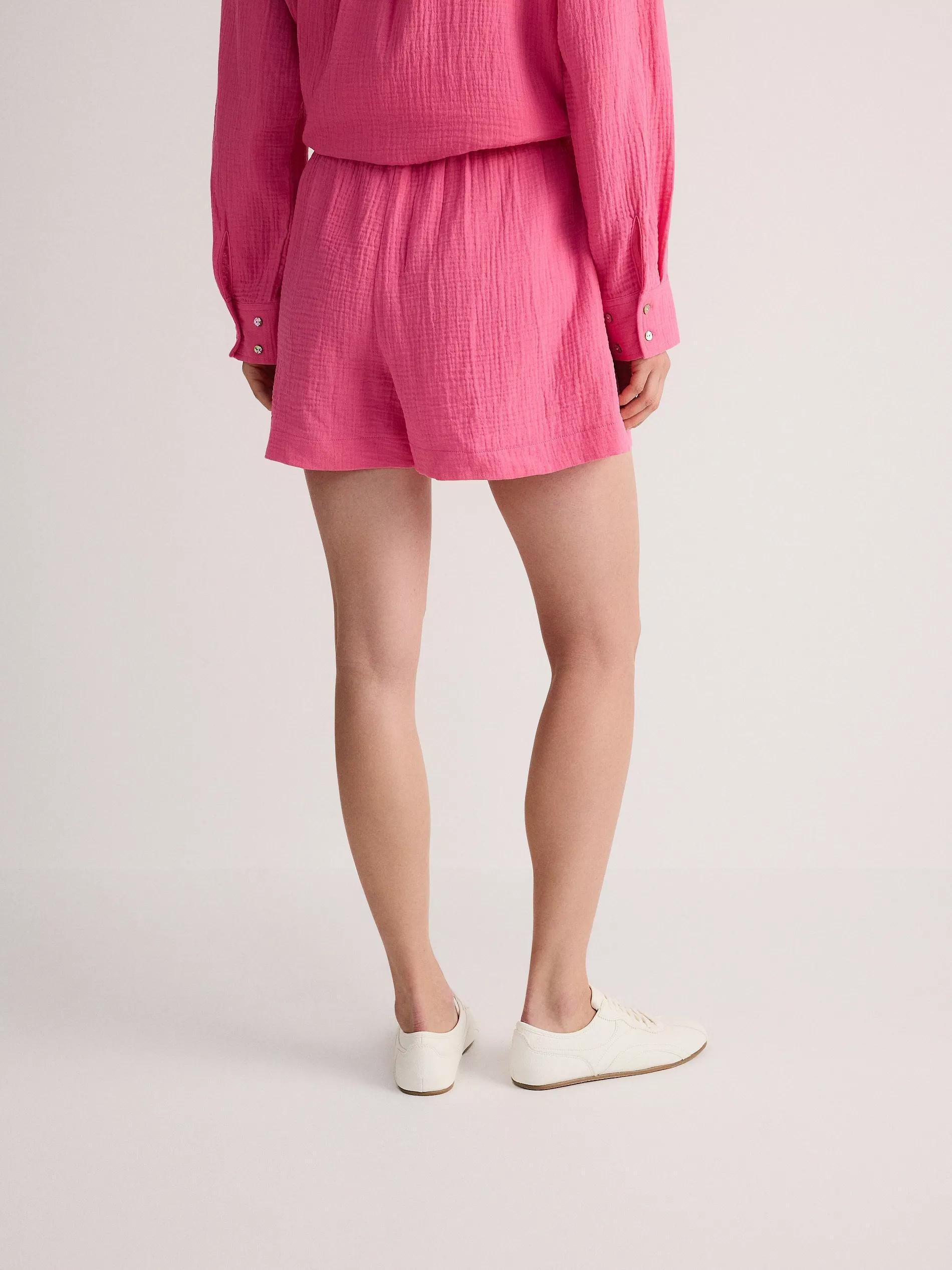Pink Cotton Muslin Shorts, , large image number 3