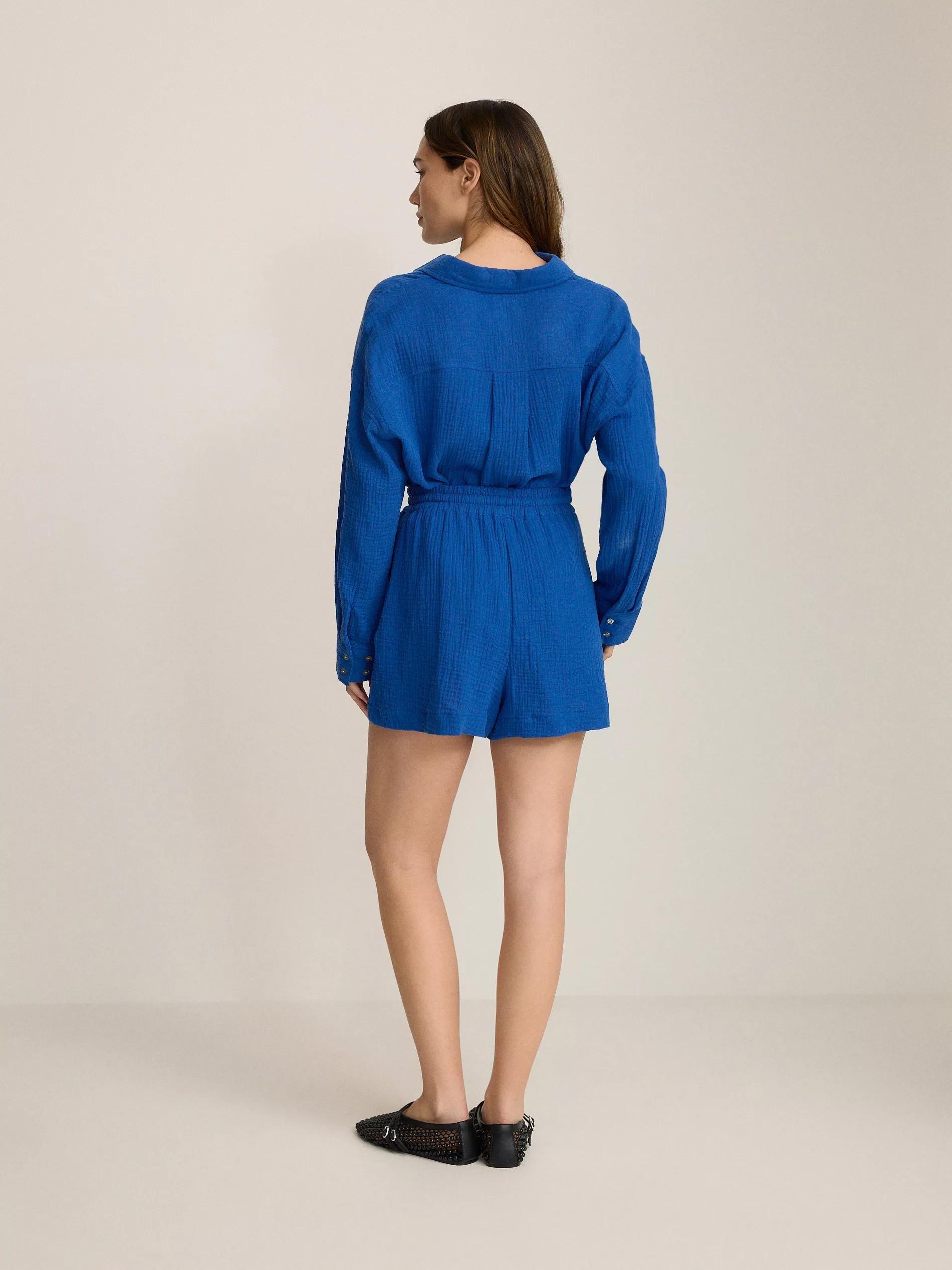 Blue Cotton Muslin Shorts, Blue, large image number 1