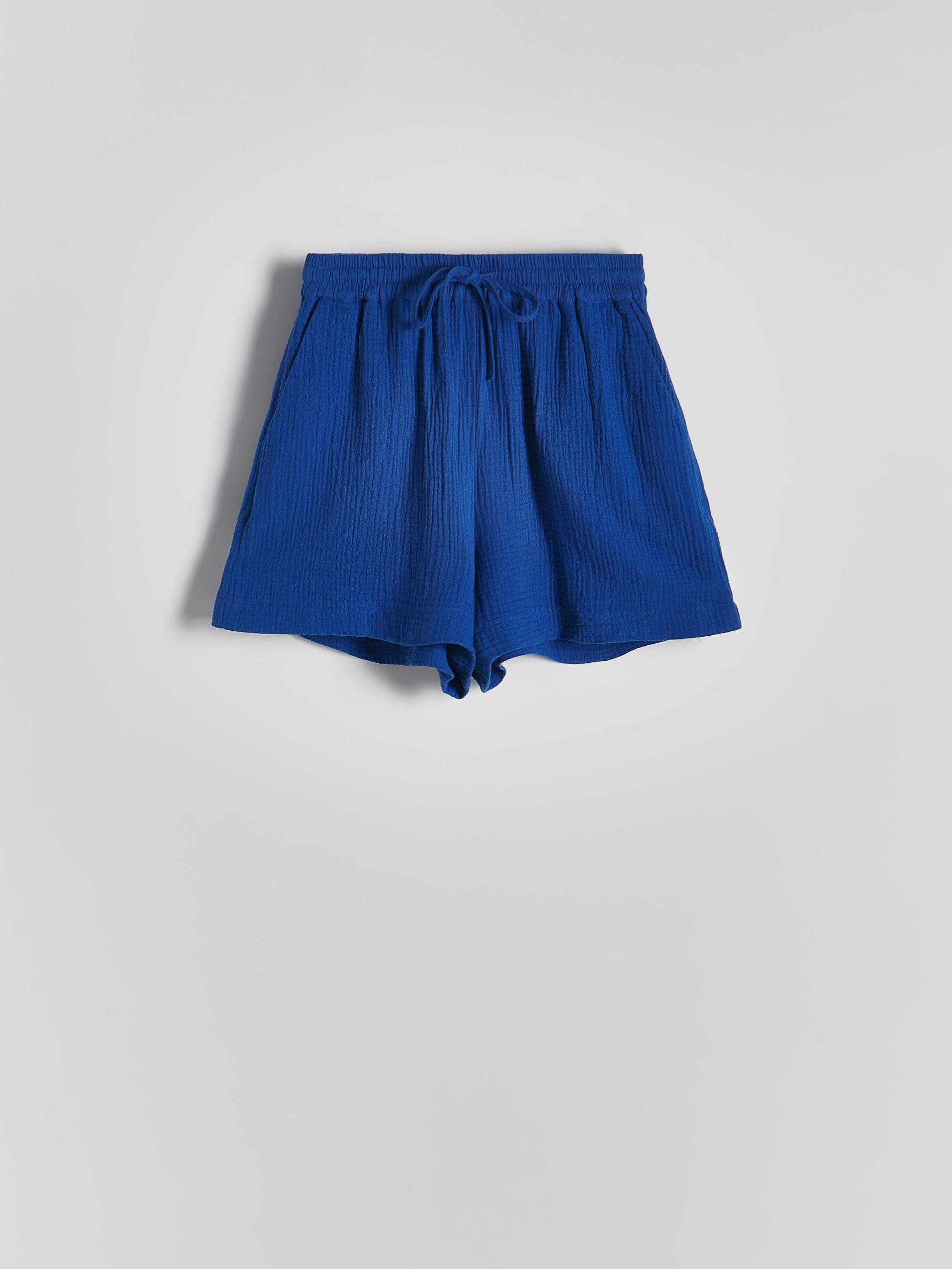Blue Cotton Muslin Shorts, , large image number 4