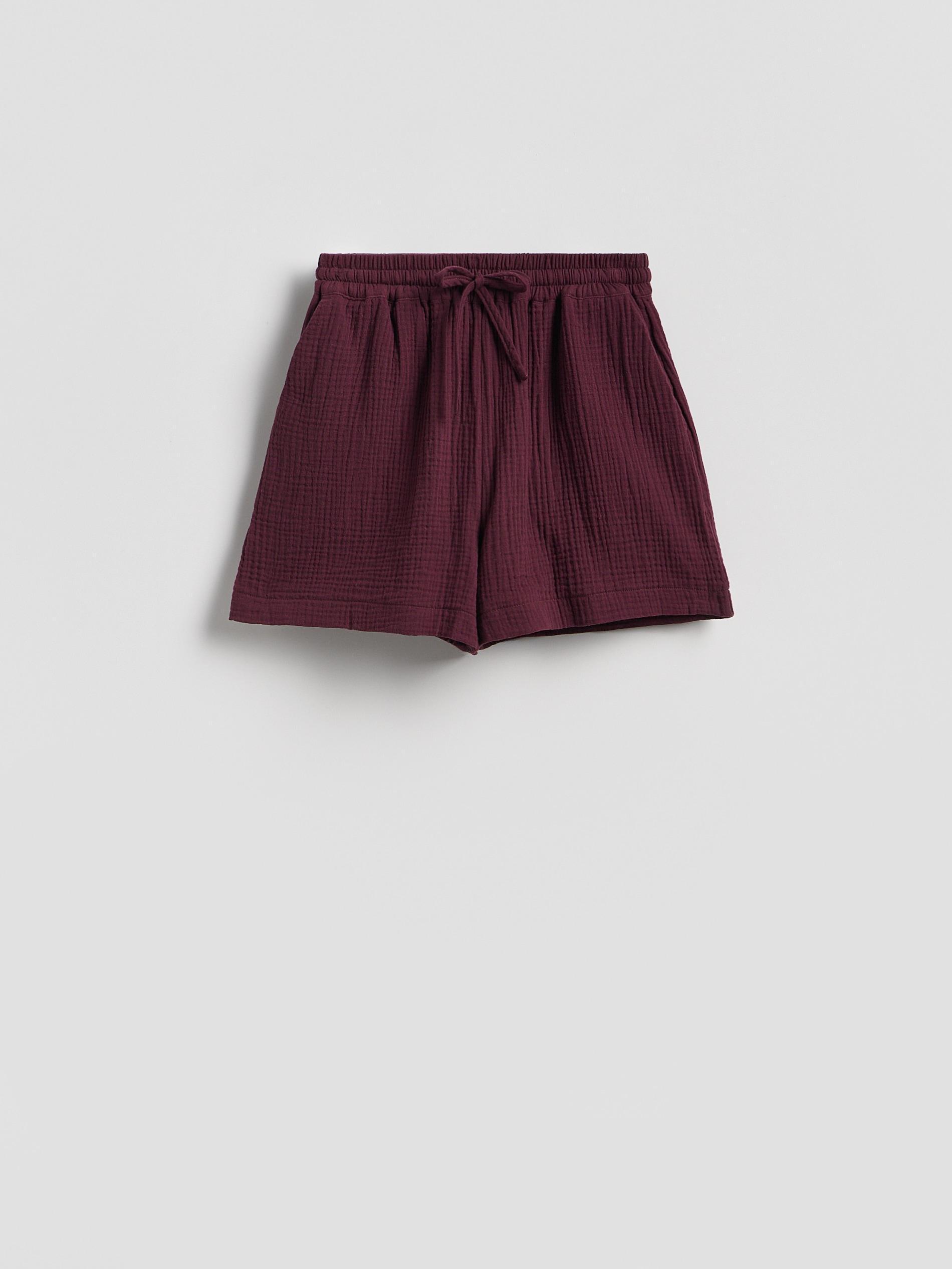 Maroon Cotton Muslin Shorts, Burgundy, large image number 4