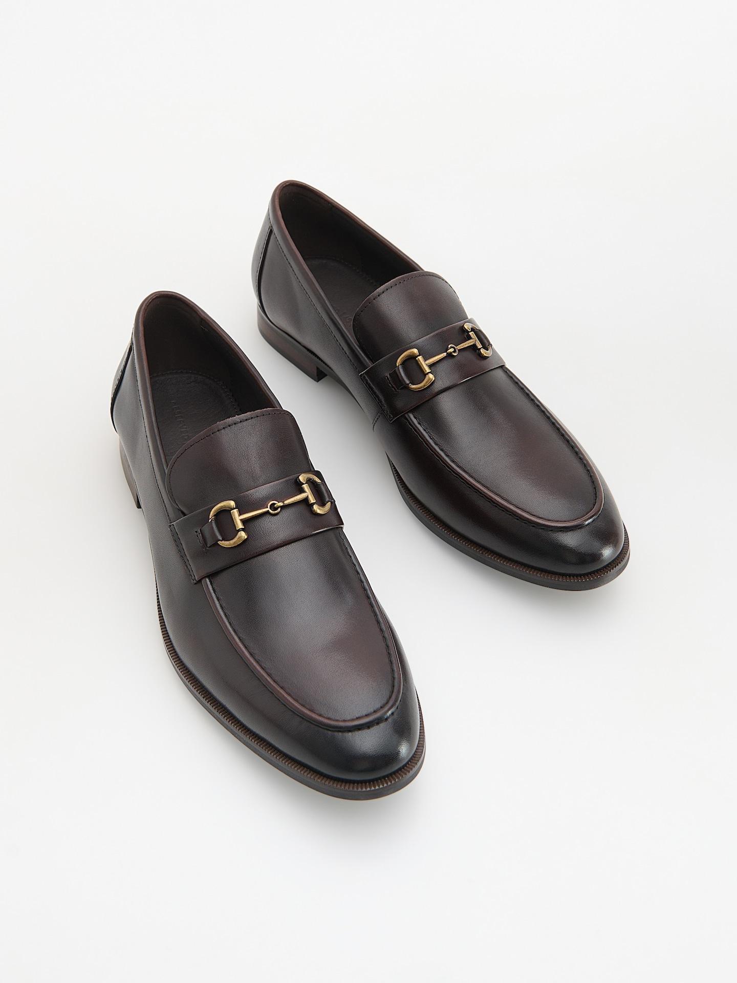 Brown Leather Loafers, Brown, medium