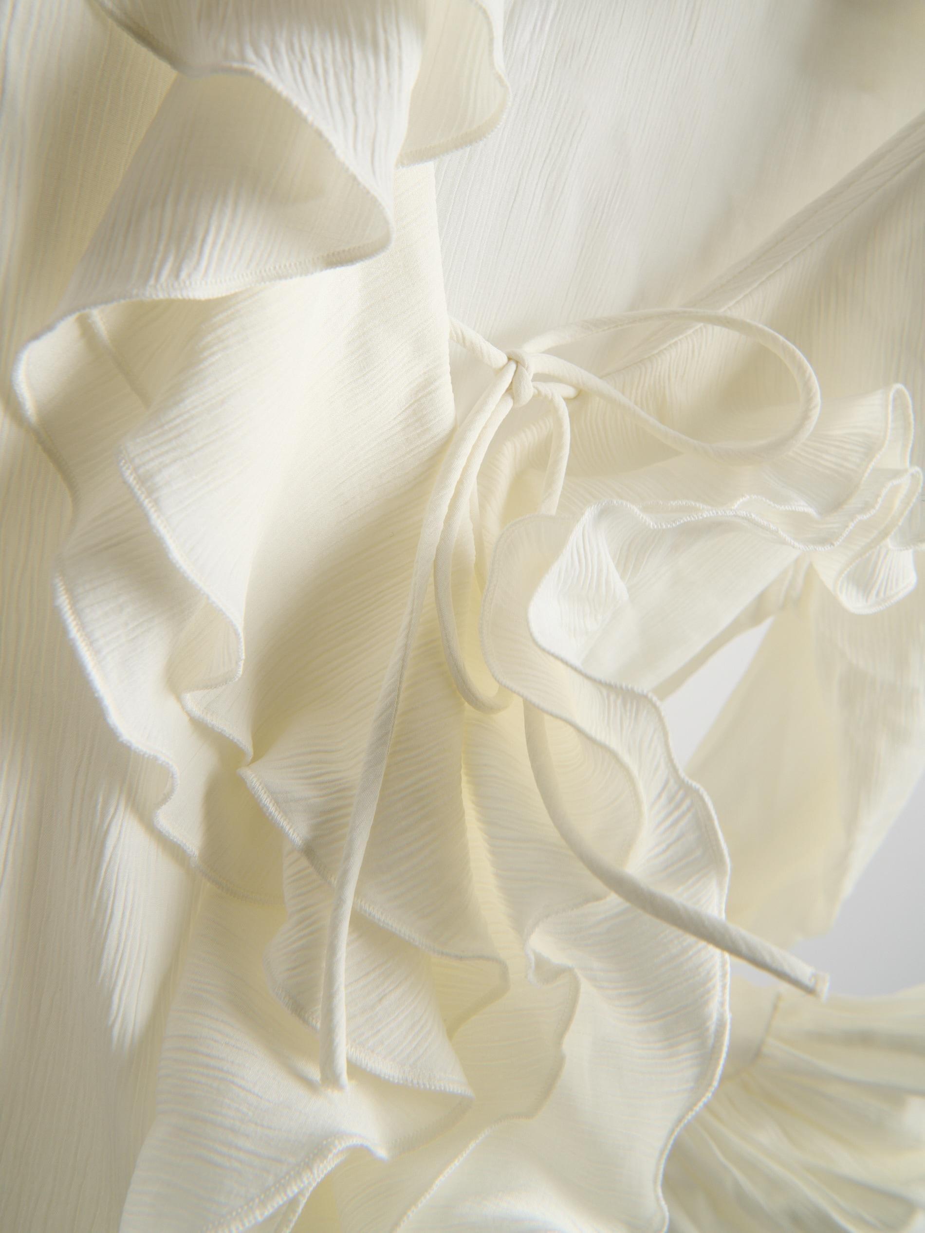 Cream Ruffle Blouse, Ivory, large image number 5